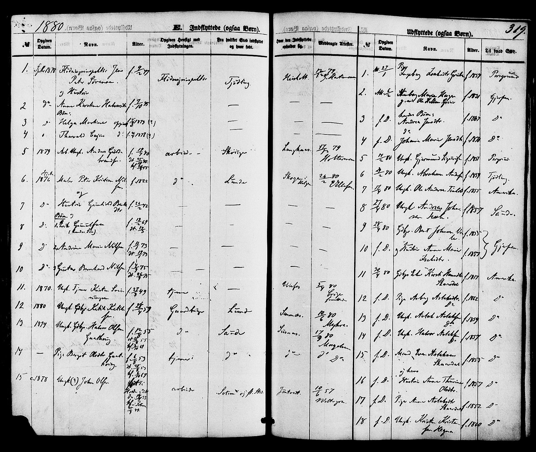 Holla kirkebøker, AV/SAKO-A-272/F/Fa/L0007: Parish register (official) no. 7, 1869-1881, p. 319