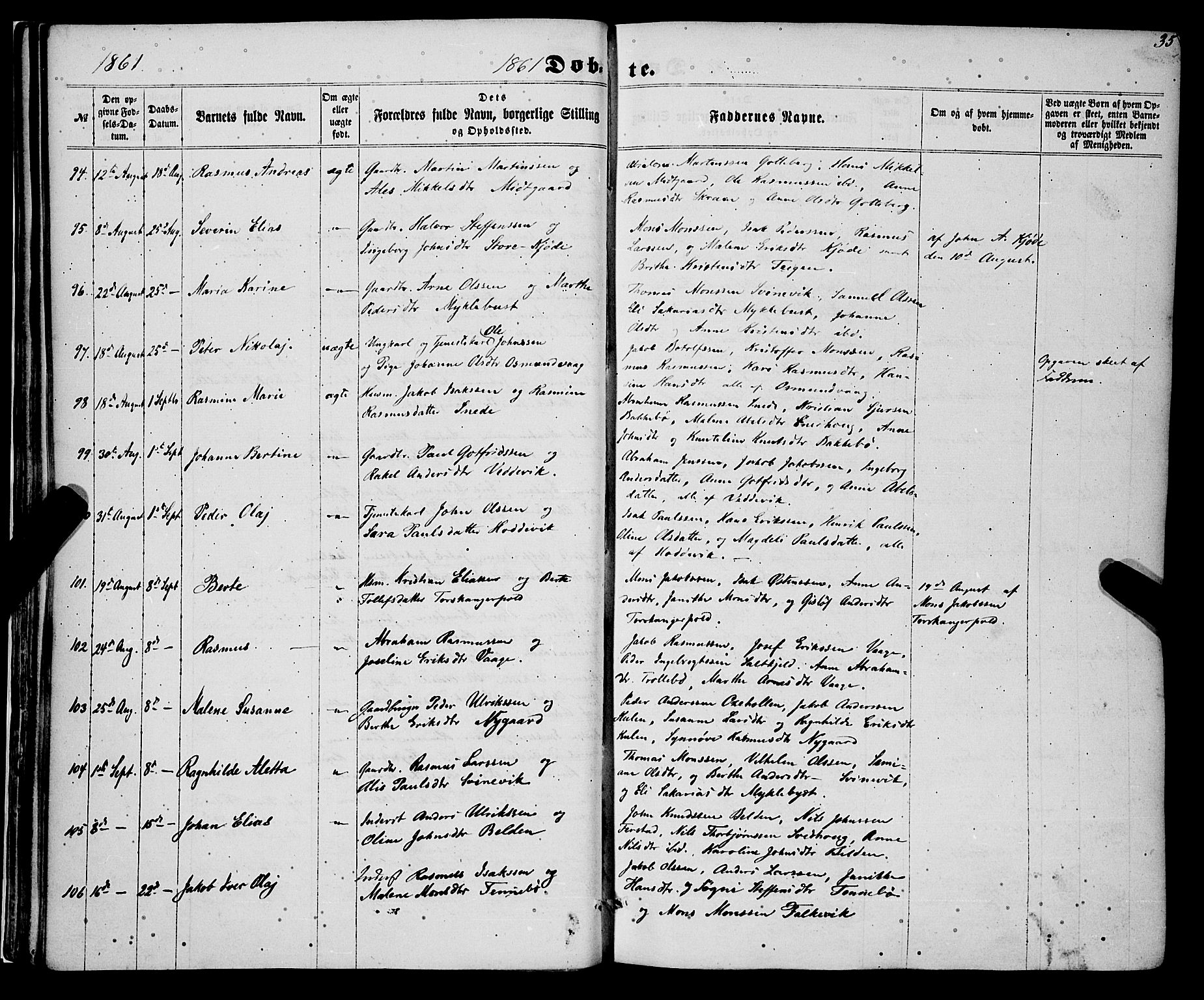 Selje sokneprestembete, AV/SAB-A-99938/H/Ha/Haa/Haaa: Parish register (official) no. A 11, 1858-1870, p. 35