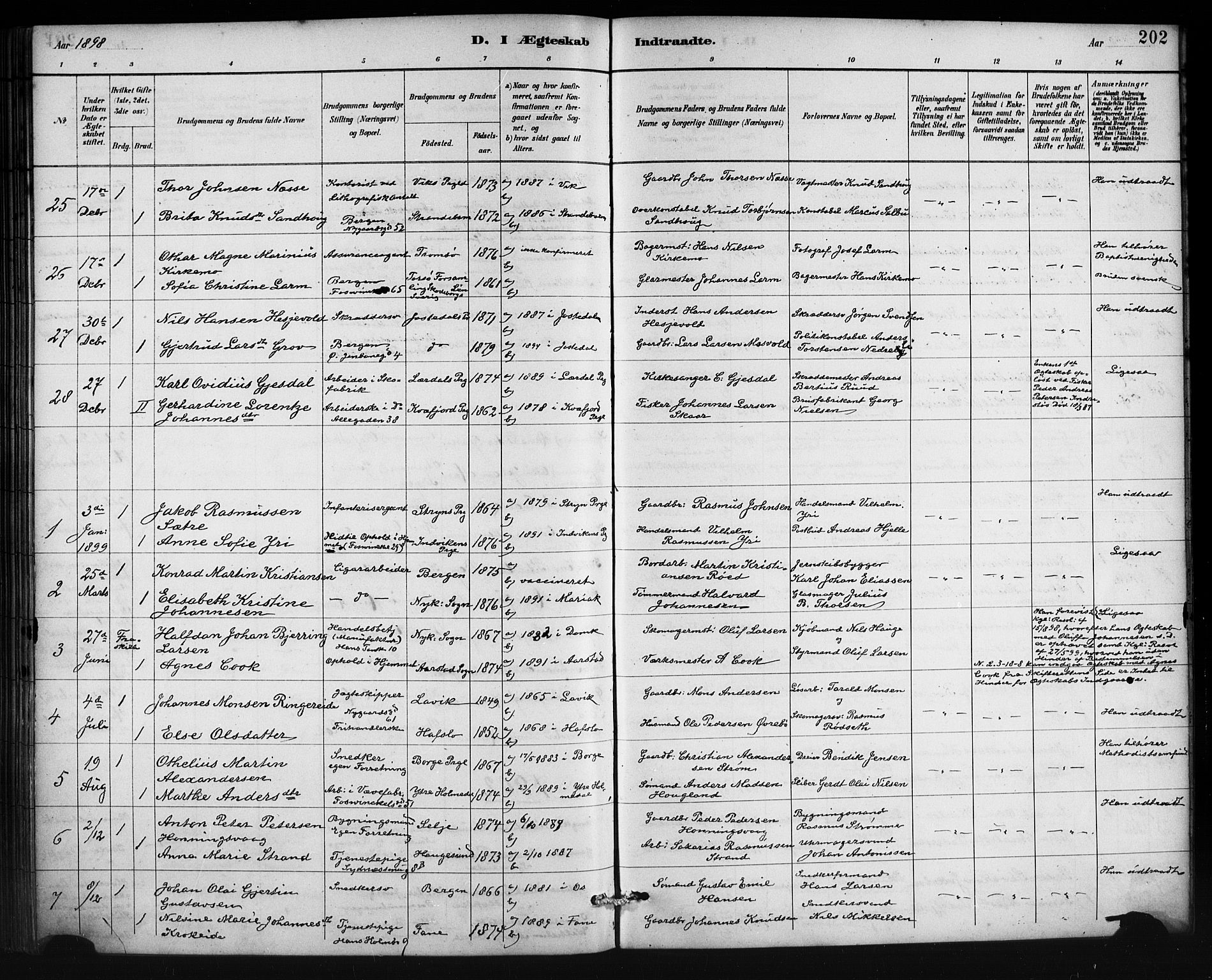 Johanneskirken sokneprestembete, SAB/A-76001/H/Hab: Parish register (copy) no. C 1, 1885-1912, p. 202