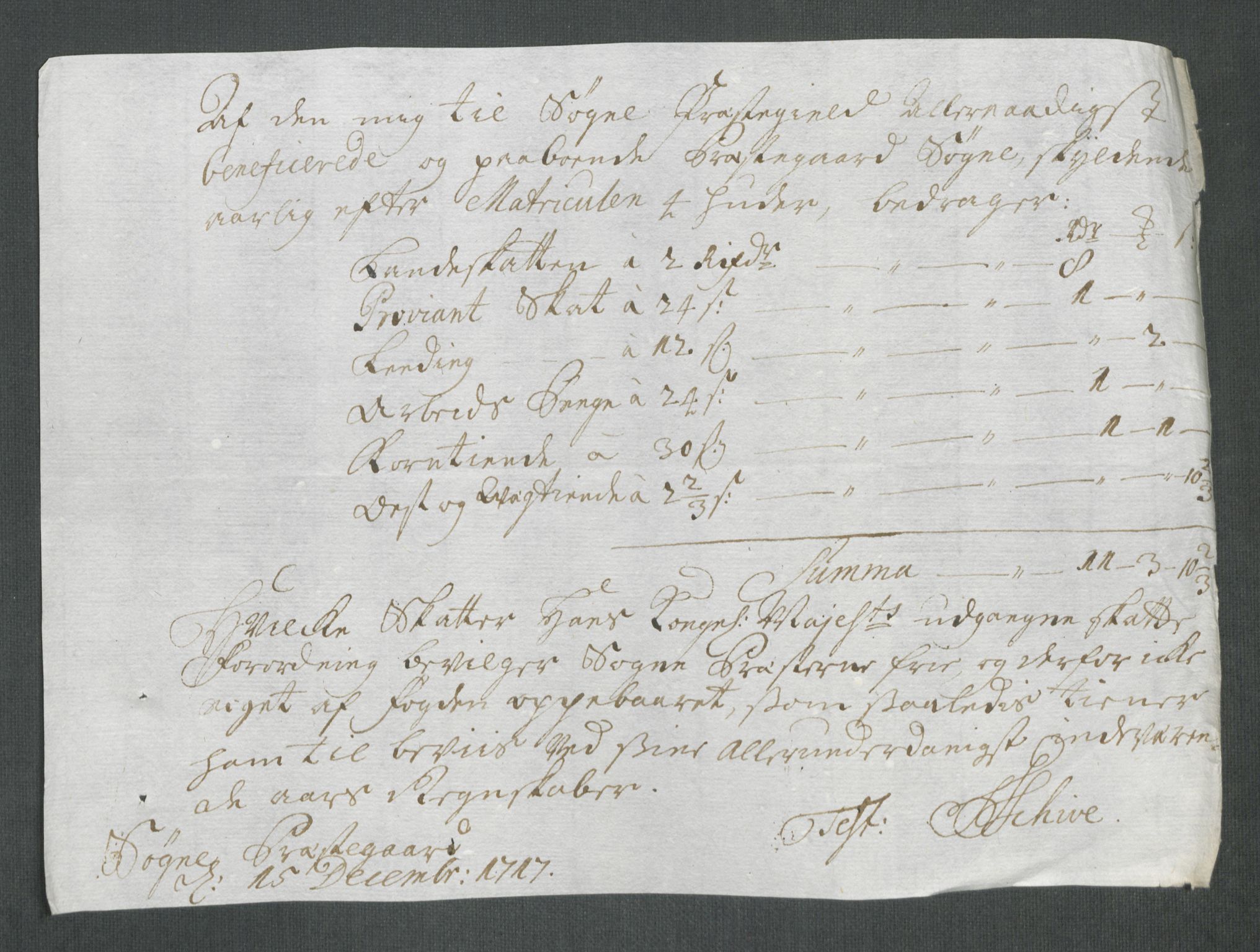 Rentekammeret inntil 1814, Reviderte regnskaper, Fogderegnskap, AV/RA-EA-4092/R43/L2561: Fogderegnskap Lista og Mandal, 1717, p. 215