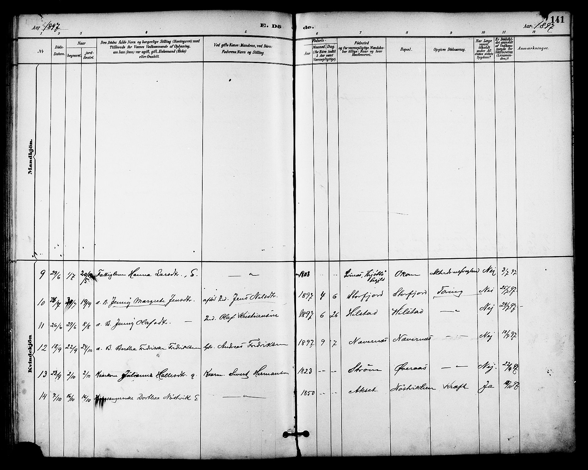 Ministerialprotokoller, klokkerbøker og fødselsregistre - Nordland, AV/SAT-A-1459/814/L0226: Parish register (official) no. 814A07, 1886-1898, p. 141