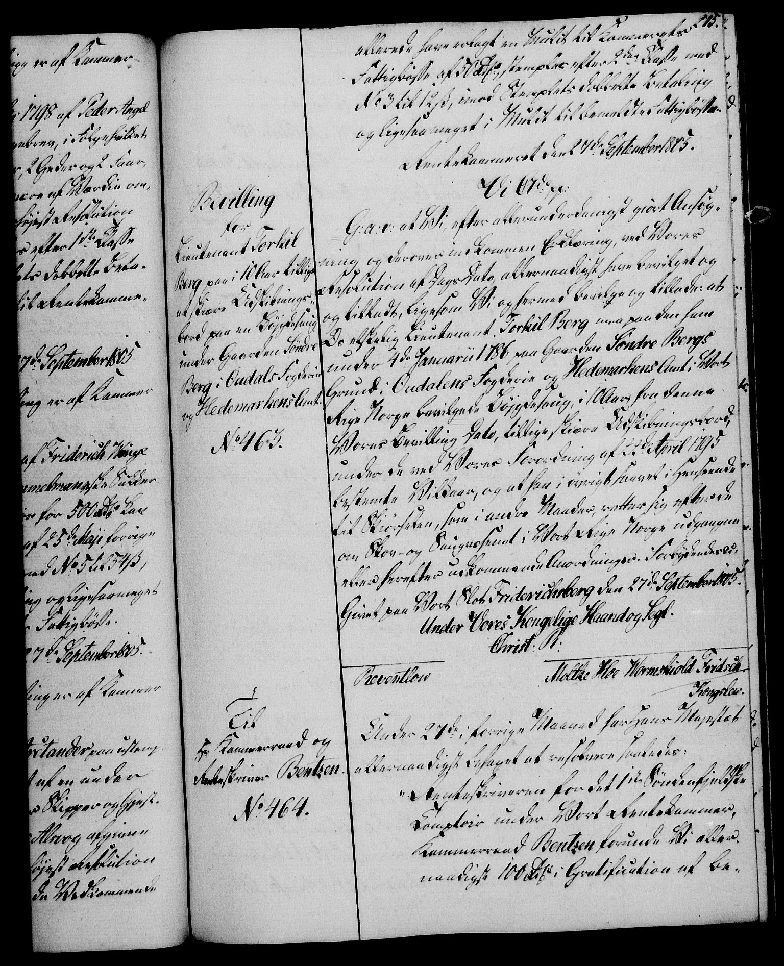 Rentekammeret, Kammerkanselliet, RA/EA-3111/G/Gg/Gga/L0018: Norsk ekspedisjonsprotokoll med register (merket RK 53.18), 1804-1806, p. 275