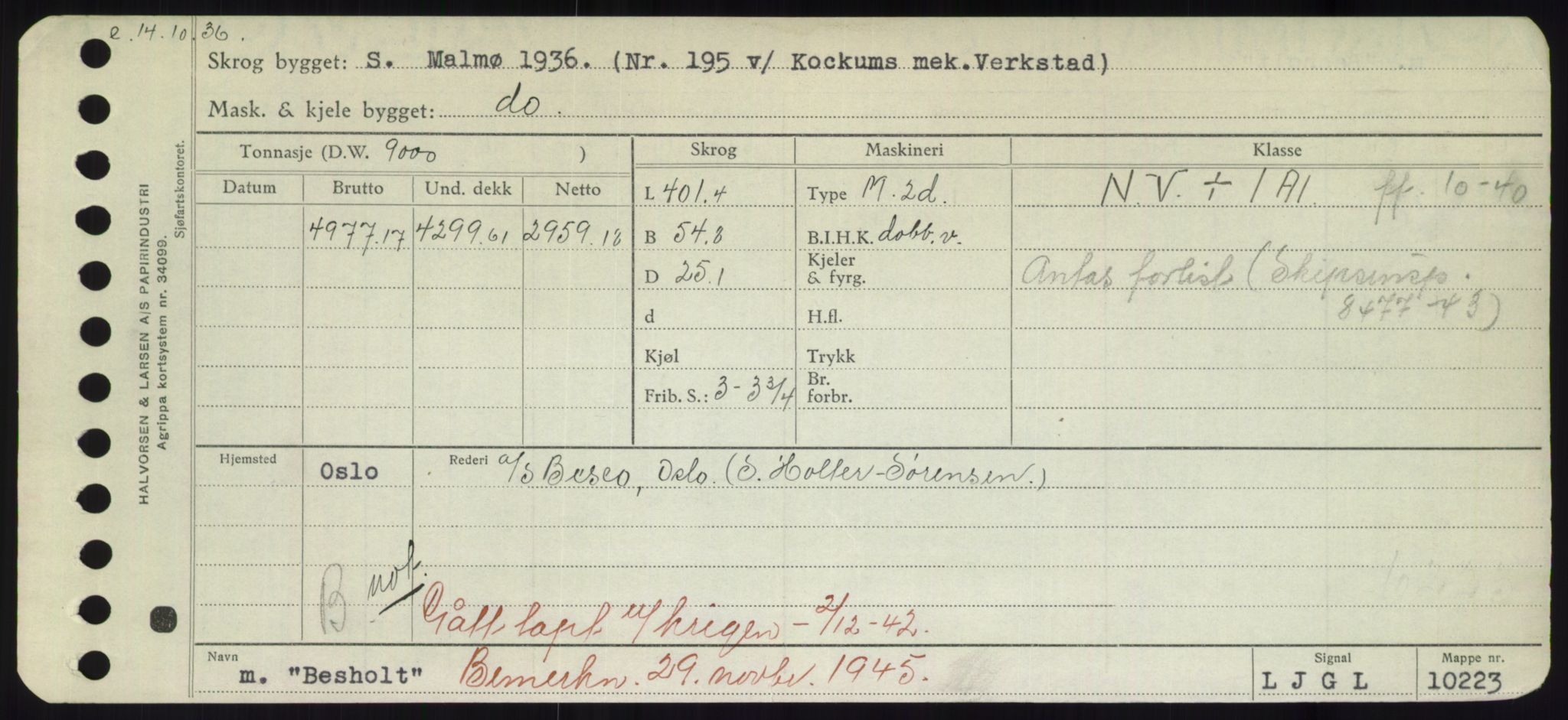 Sjøfartsdirektoratet med forløpere, Skipsmålingen, AV/RA-S-1627/H/Hd/L0003: Fartøy, B-Bev, p. 911