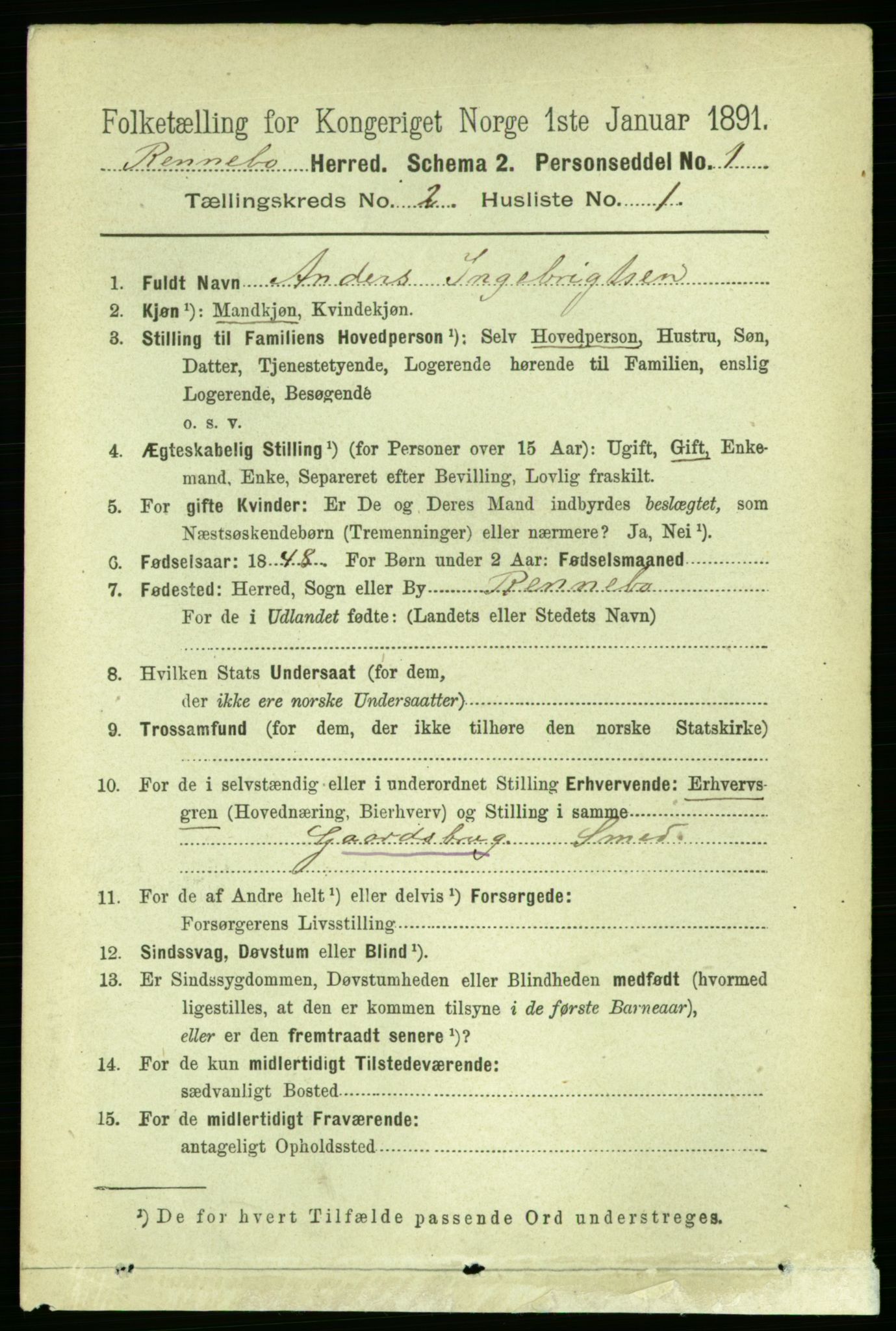 RA, 1891 census for 1635 Rennebu, 1891, p. 715