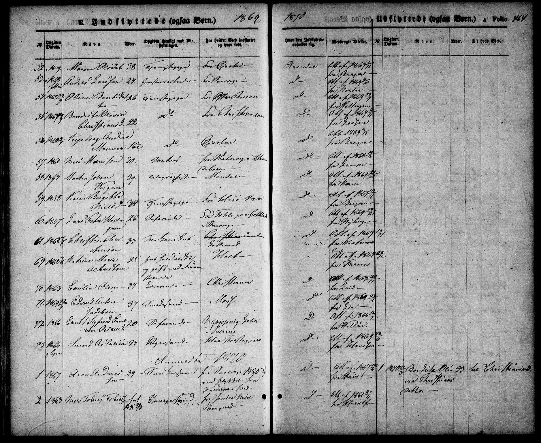 Arendal sokneprestkontor, Trefoldighet, SAK/1111-0040/F/Fa/L0007: Parish register (official) no. A 7, 1868-1878, p. 464