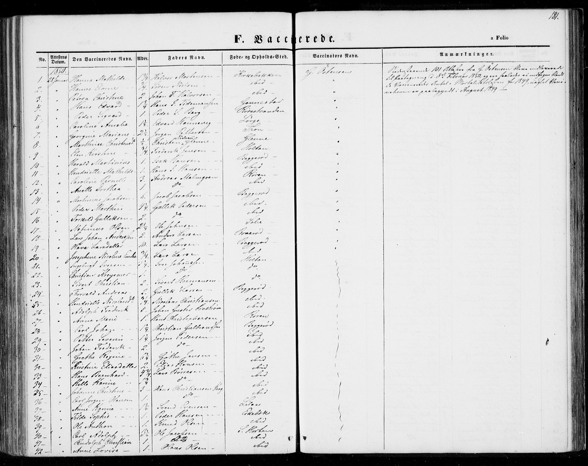 Borre kirkebøker, AV/SAKO-A-338/F/Fa/L0005: Parish register (official) no. I 5, 1845-1851, p. 181