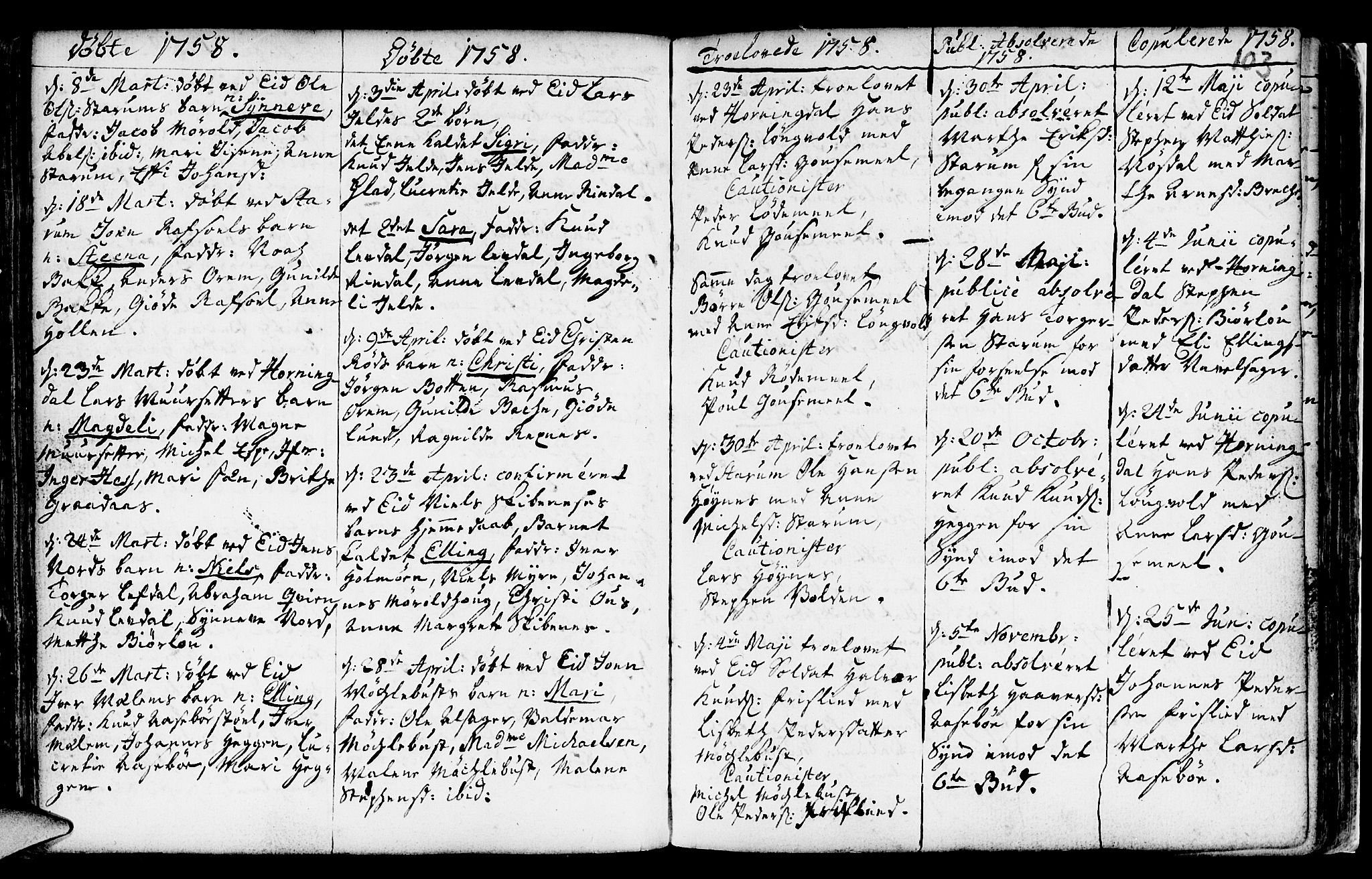 Eid sokneprestembete, AV/SAB-A-82301/H/Haa/Haaa/L0002: Parish register (official) no. A 2, 1741-1769, p. 103