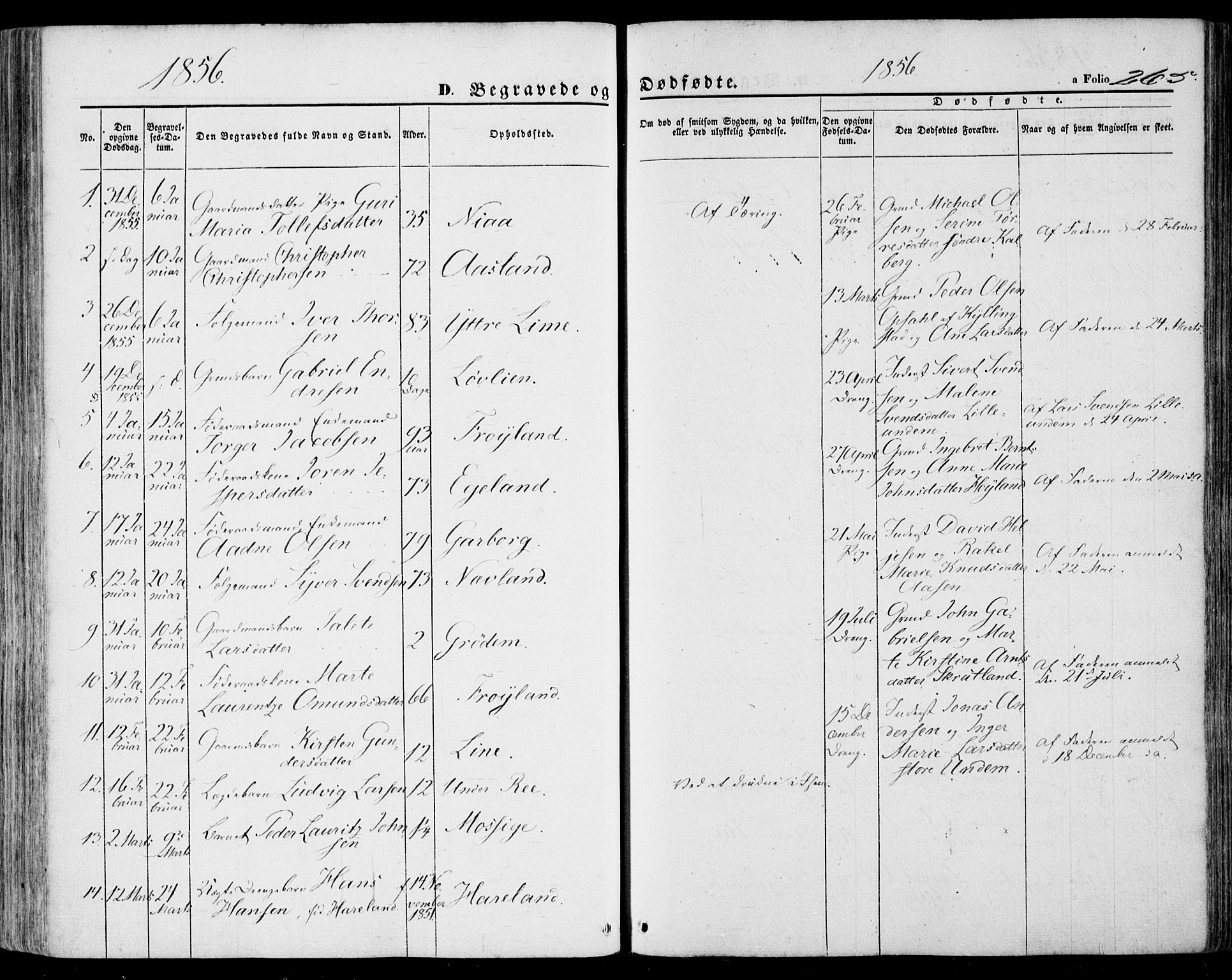 Lye sokneprestkontor, SAST/A-101794/001/30BA/L0007: Parish register (official) no. A 6, 1856-1871, p. 265