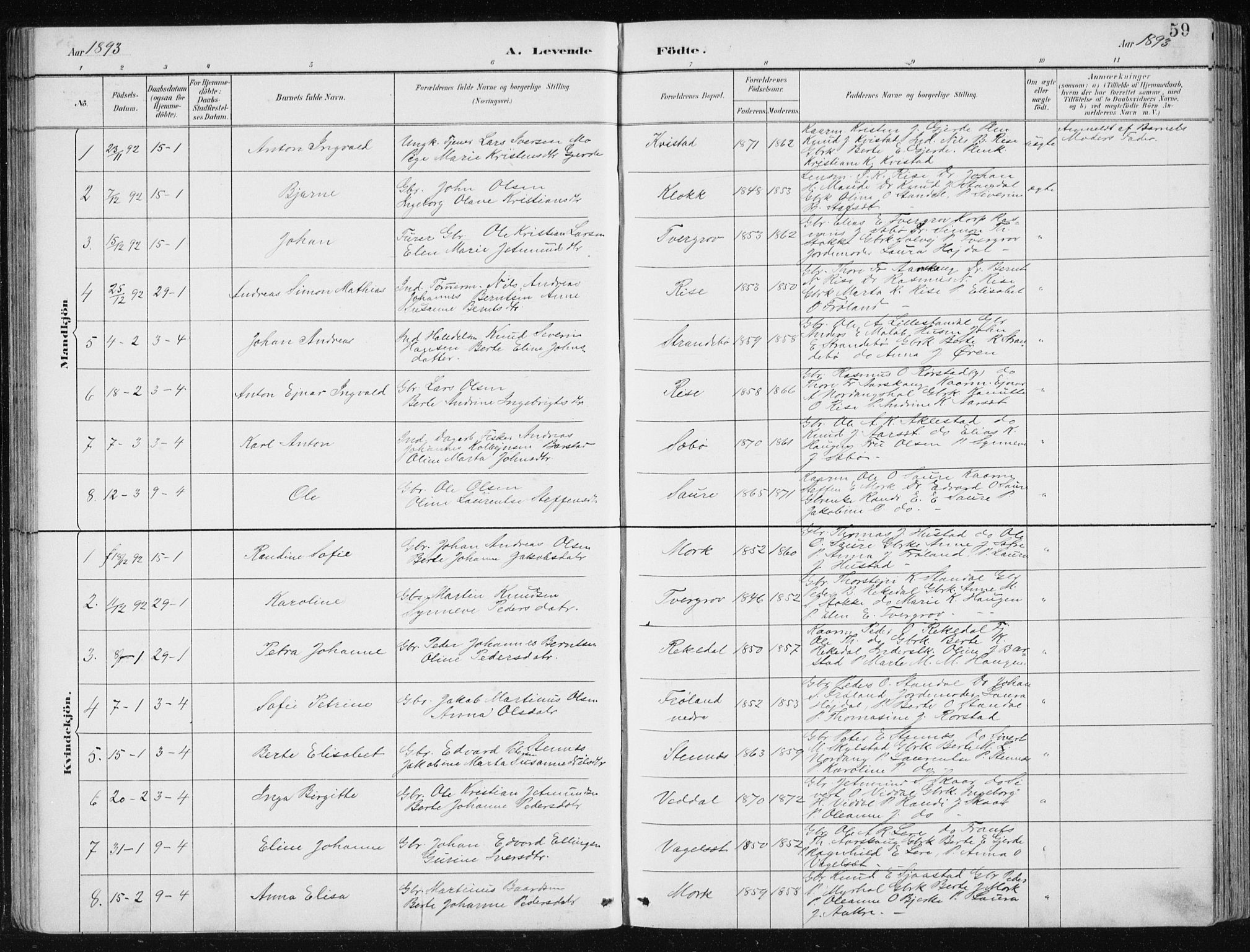 Ministerialprotokoller, klokkerbøker og fødselsregistre - Møre og Romsdal, AV/SAT-A-1454/515/L0215: Parish register (copy) no. 515C02, 1884-1906, p. 59