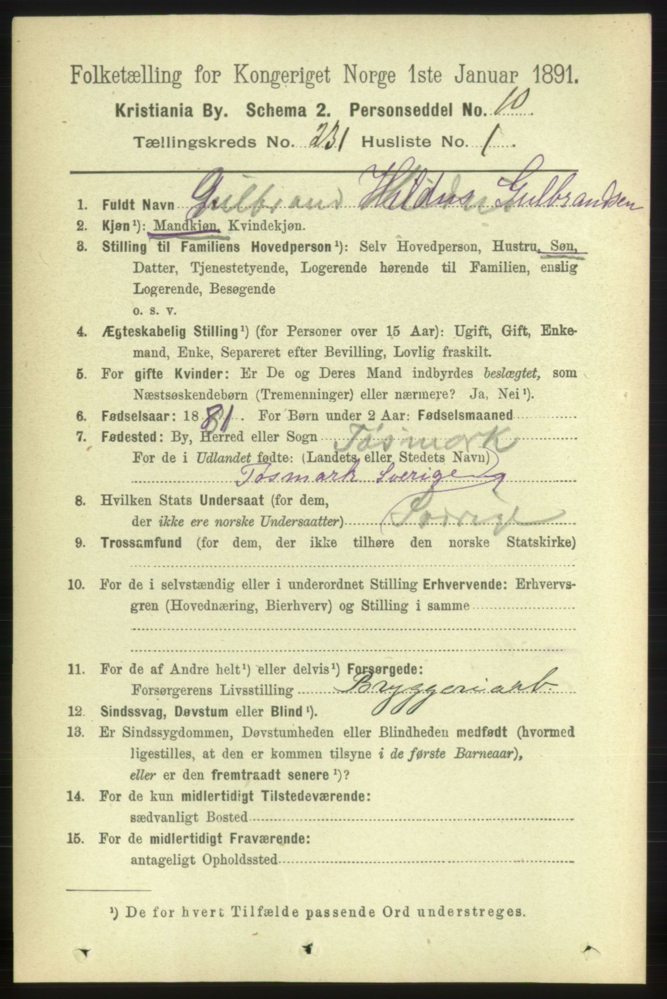 RA, 1891 census for 0301 Kristiania, 1891, p. 142514