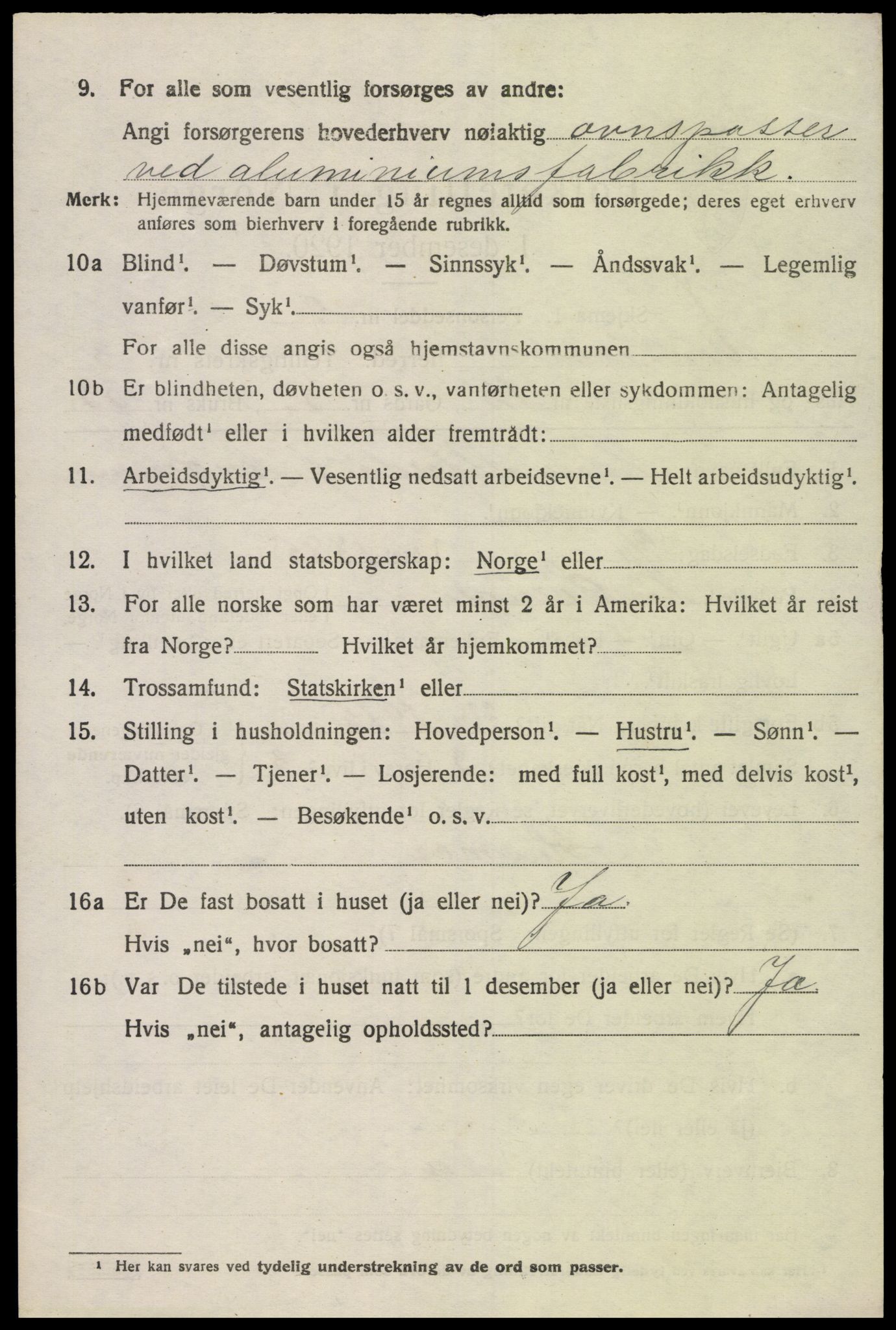 SAK, 1920 census for Vennesla, 1920, p. 2365