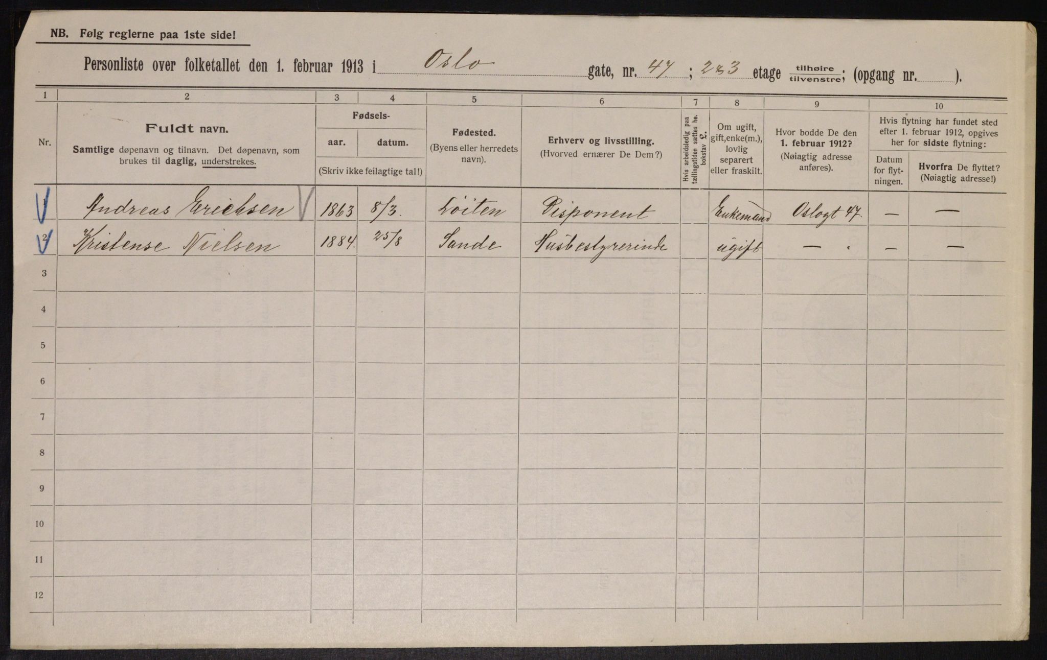 OBA, Municipal Census 1913 for Kristiania, 1913, p. 77531