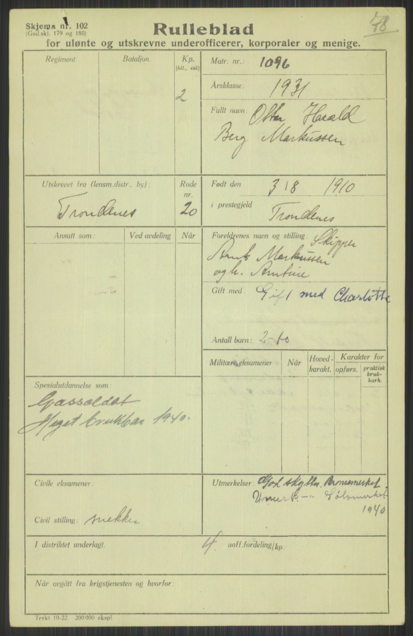 Forsvaret, Troms infanteriregiment nr. 16, AV/RA-RAFA-3146/P/Pa/L0015: Rulleblad for regimentets menige mannskaper, årsklasse 1931, 1931, p. 739