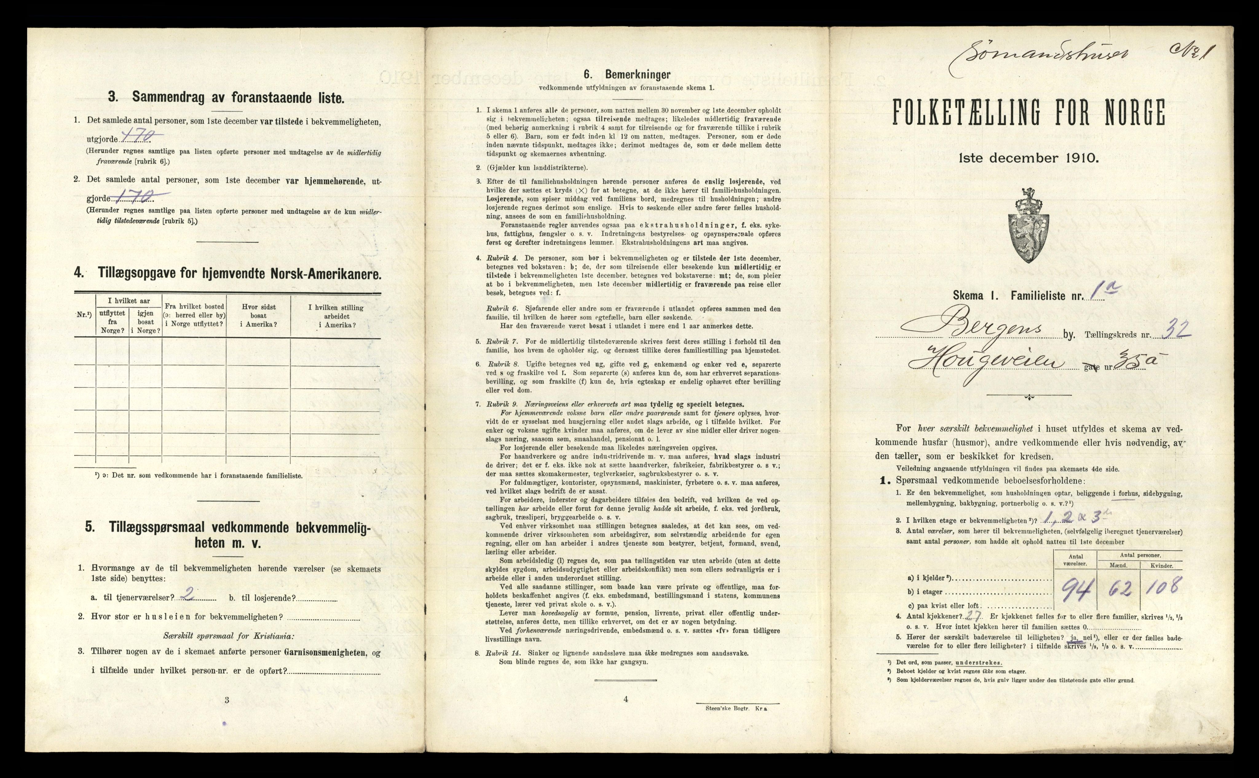 RA, 1910 census for Bergen, 1910, p. 10909