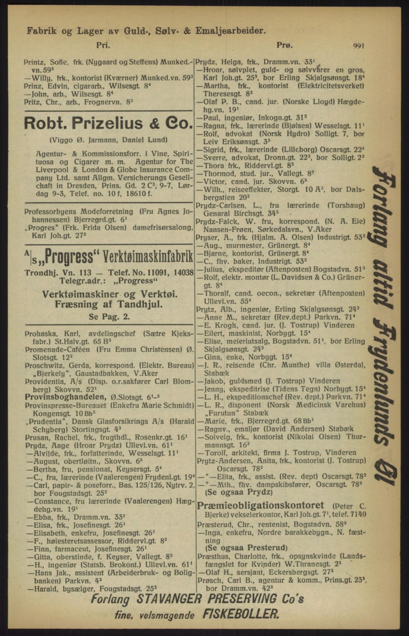 Kristiania/Oslo adressebok, PUBL/-, 1915, p. 991