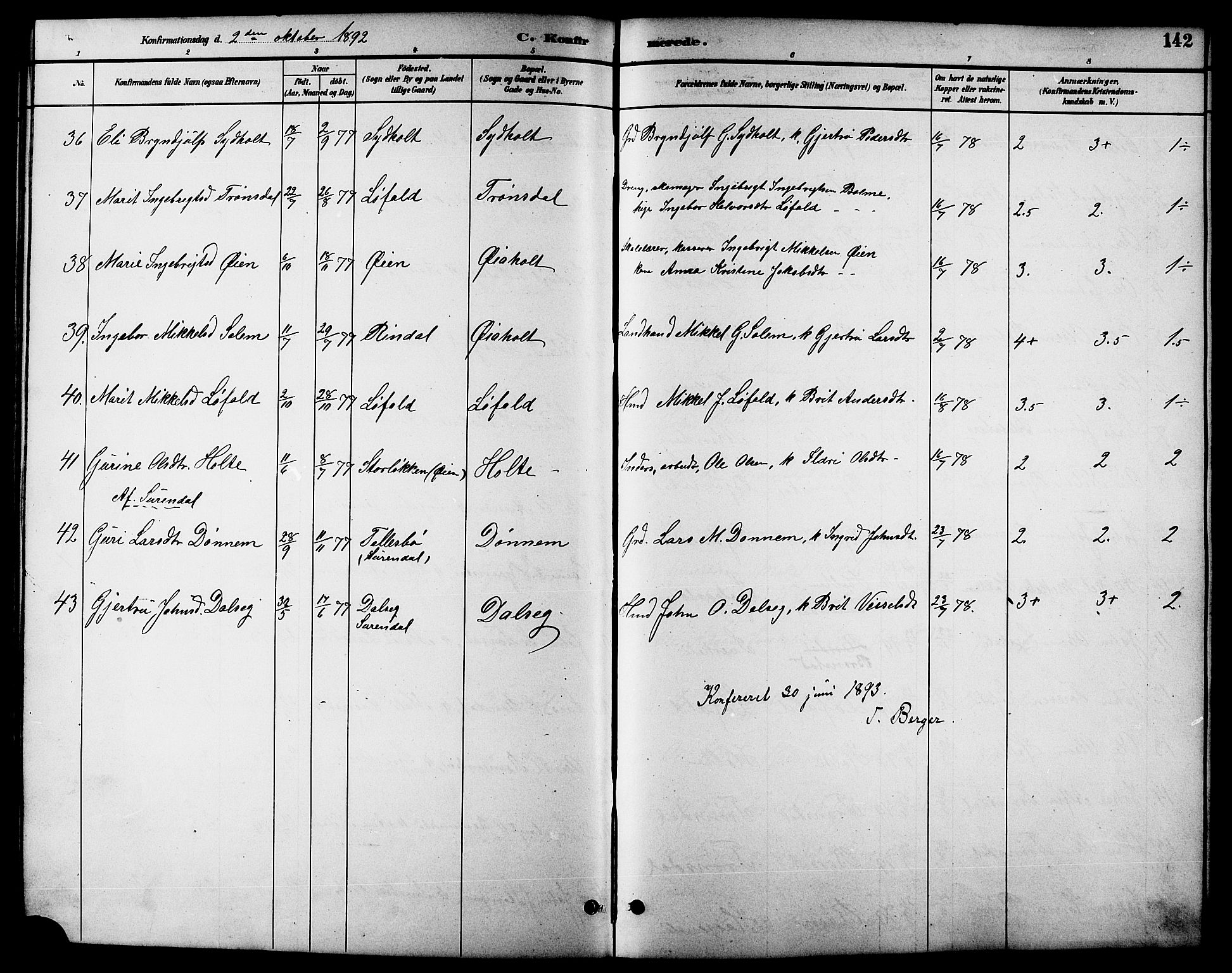 Ministerialprotokoller, klokkerbøker og fødselsregistre - Møre og Romsdal, AV/SAT-A-1454/598/L1078: Parish register (copy) no. 598C03, 1892-1909, p. 142