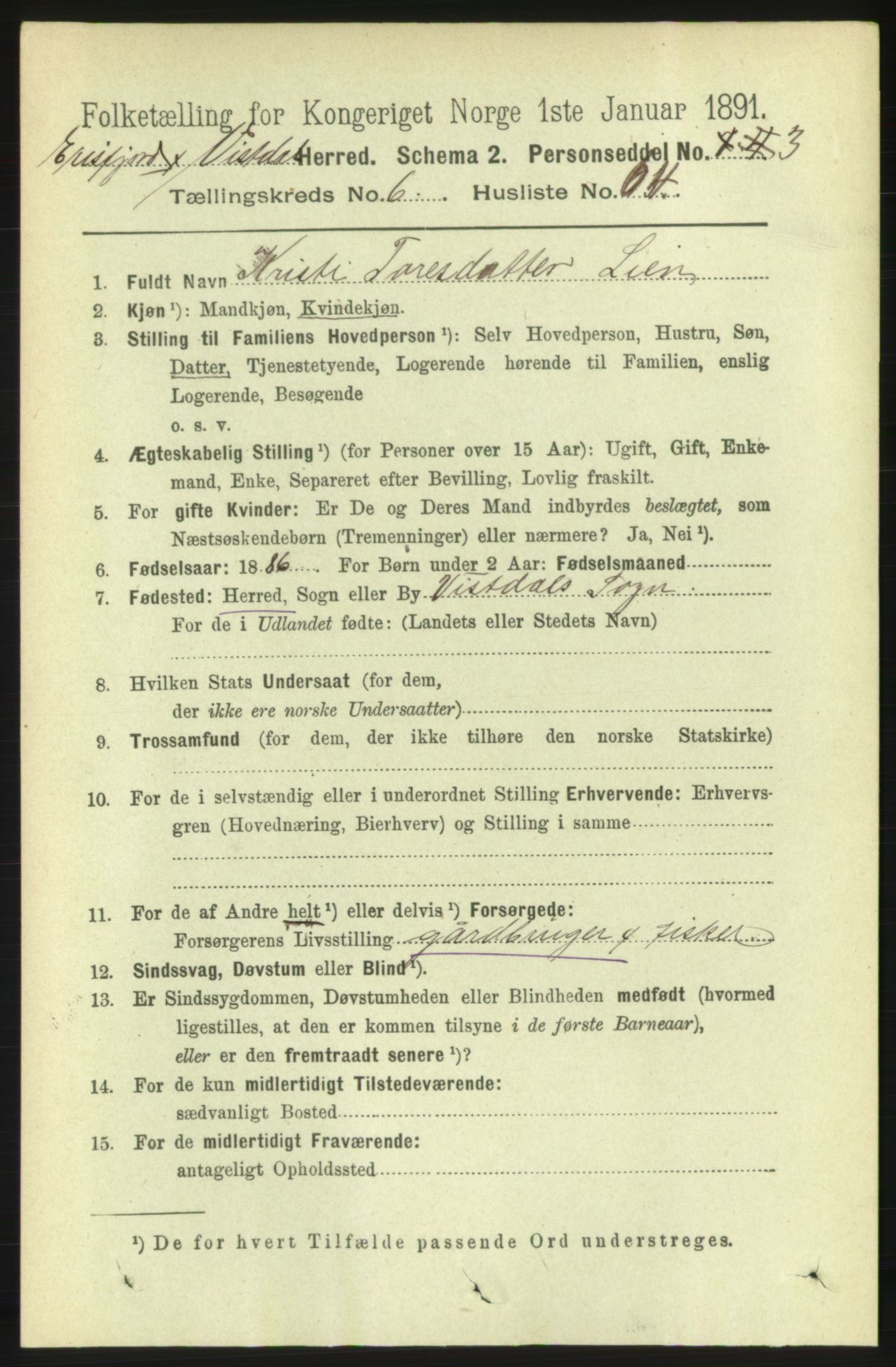 RA, 1891 census for 1542 Eresfjord og Vistdal, 1891, p. 1902