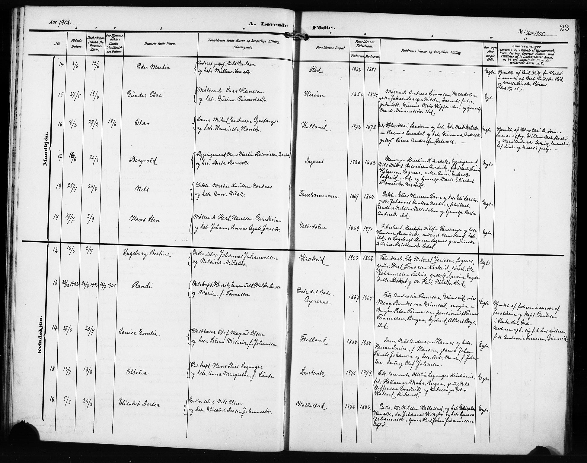 Fana Sokneprestembete, AV/SAB-A-75101/H/Hab/Haba/L0004: Parish register (copy) no. A 4, 1902-1912, p. 23