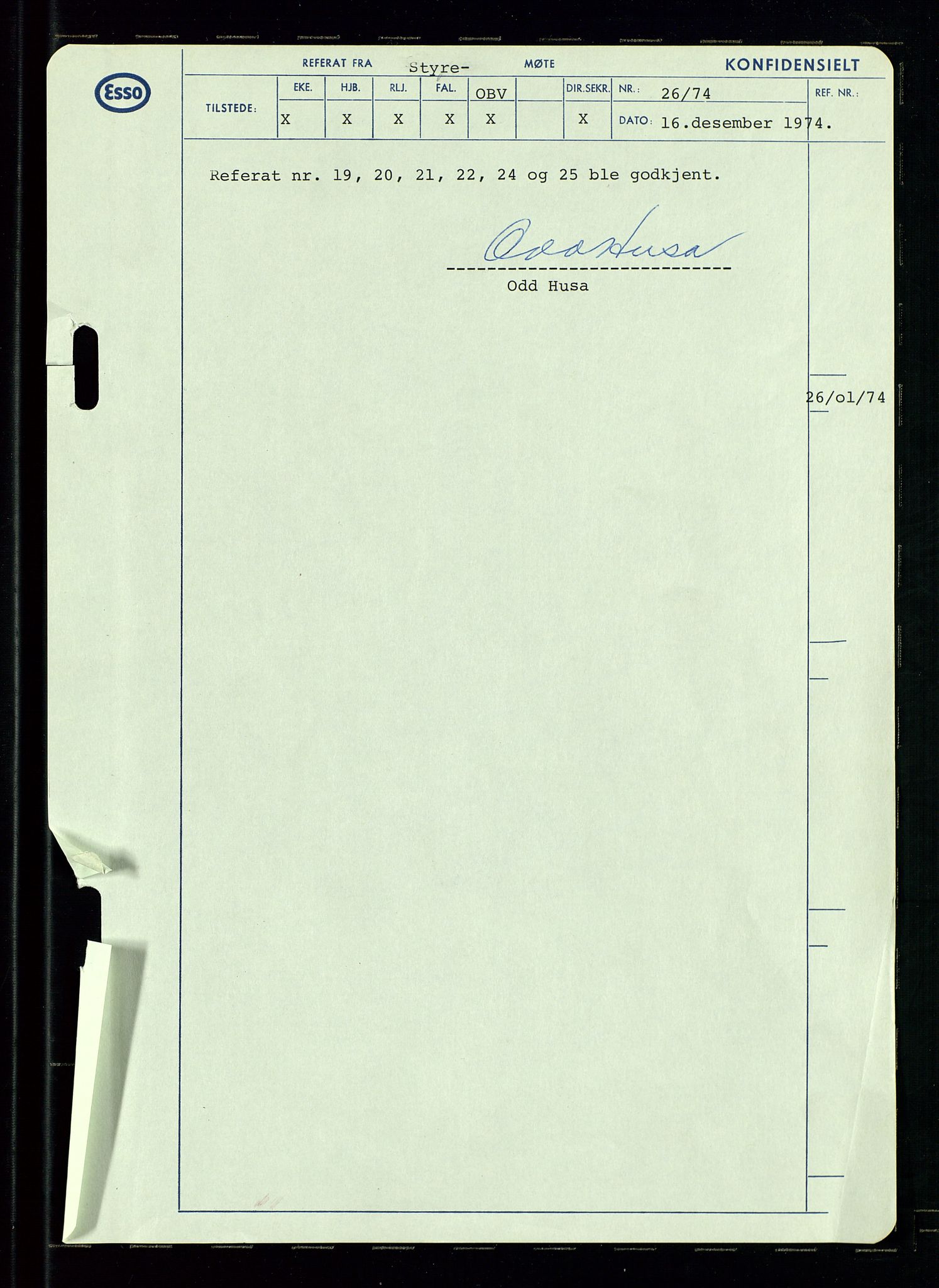 Pa 0982 - Esso Norge A/S, SAST/A-100448/A/Aa/L0003/0002: Den administrerende direksjon Board minutes (styrereferater) og Bedriftforsamlingsprotokoll / Den administrerende direksjon Board minutes (styrereferater), 1970-1974, p. 2