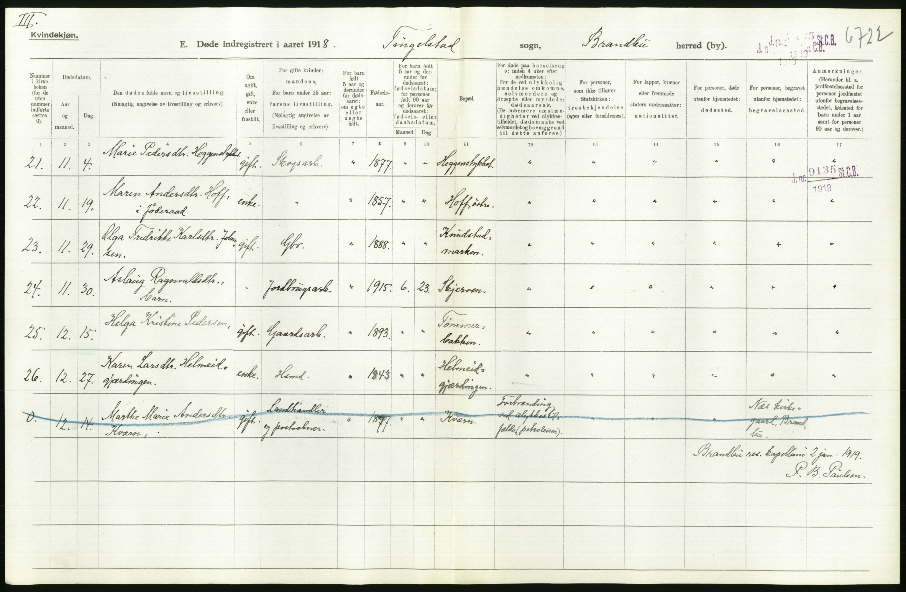 Statistisk sentralbyrå, Sosiodemografiske emner, Befolkning, RA/S-2228/D/Df/Dfb/Dfbh/L0017: Oppland fylke: Døde. Bygder og byer., 1918, p. 254