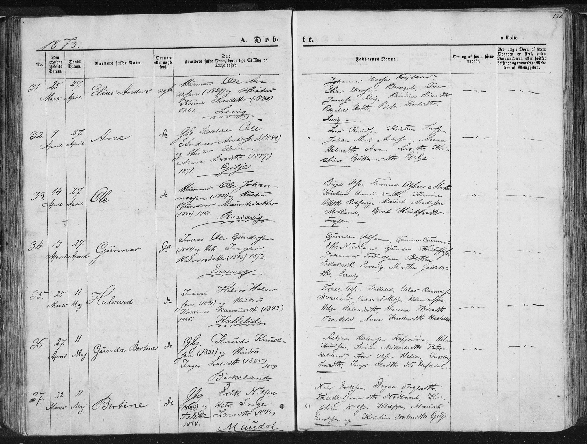 Høgsfjord sokneprestkontor, SAST/A-101624/H/Ha/Haa/L0001: Parish register (official) no. A 1, 1854-1875, p. 130