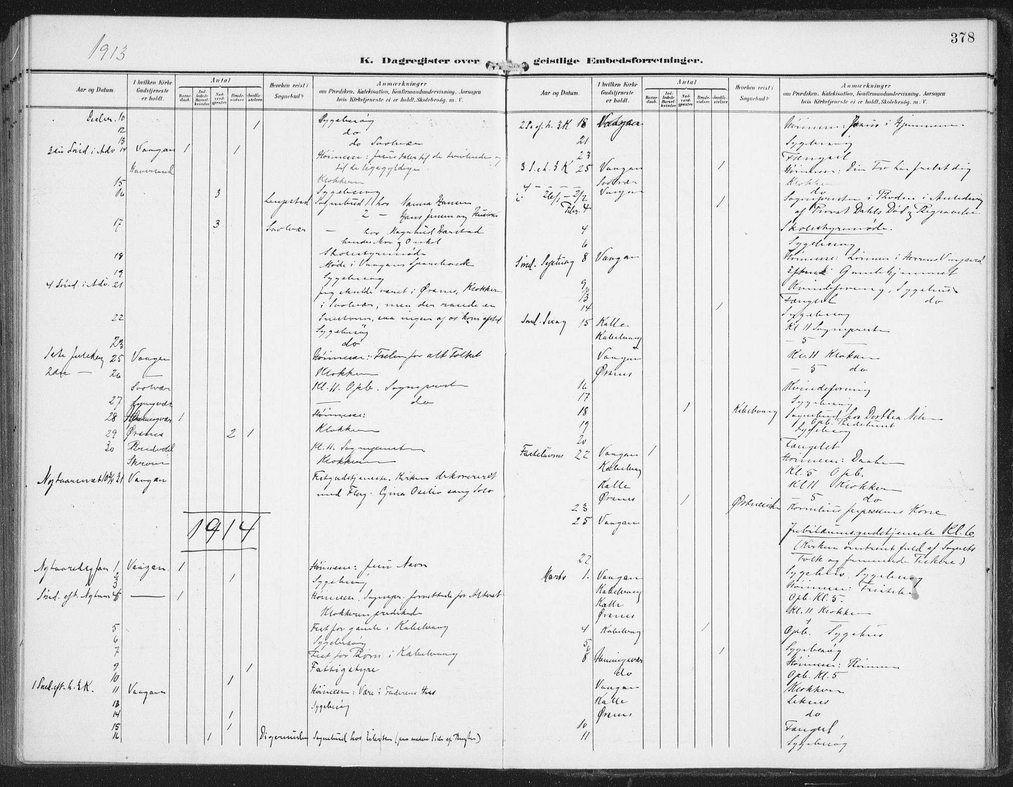 Ministerialprotokoller, klokkerbøker og fødselsregistre - Nordland, AV/SAT-A-1459/874/L1063: Parish register (official) no. 874A07, 1907-1915, p. 378