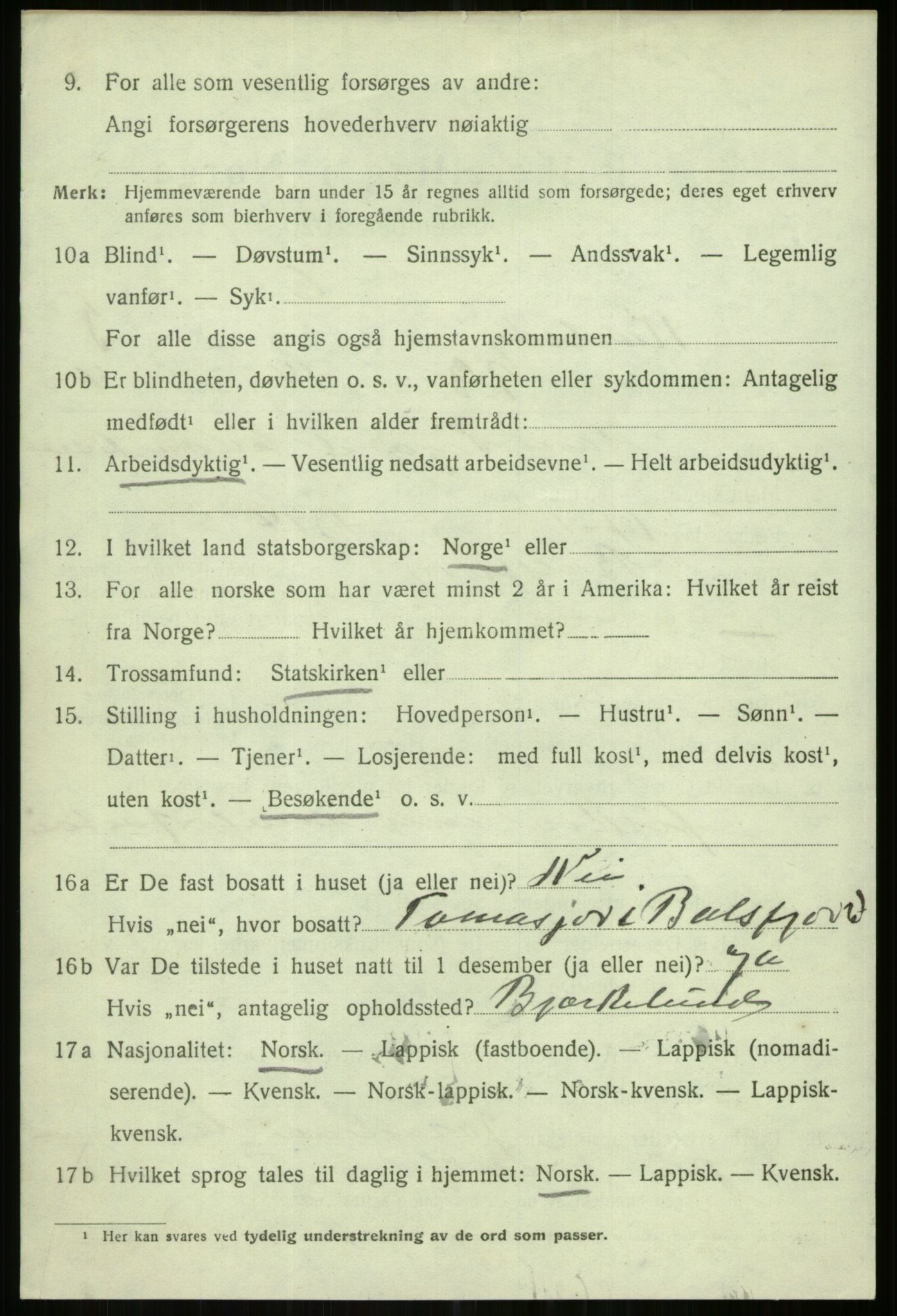 SATØ, 1920 census for Karlsøy, 1920, p. 2009