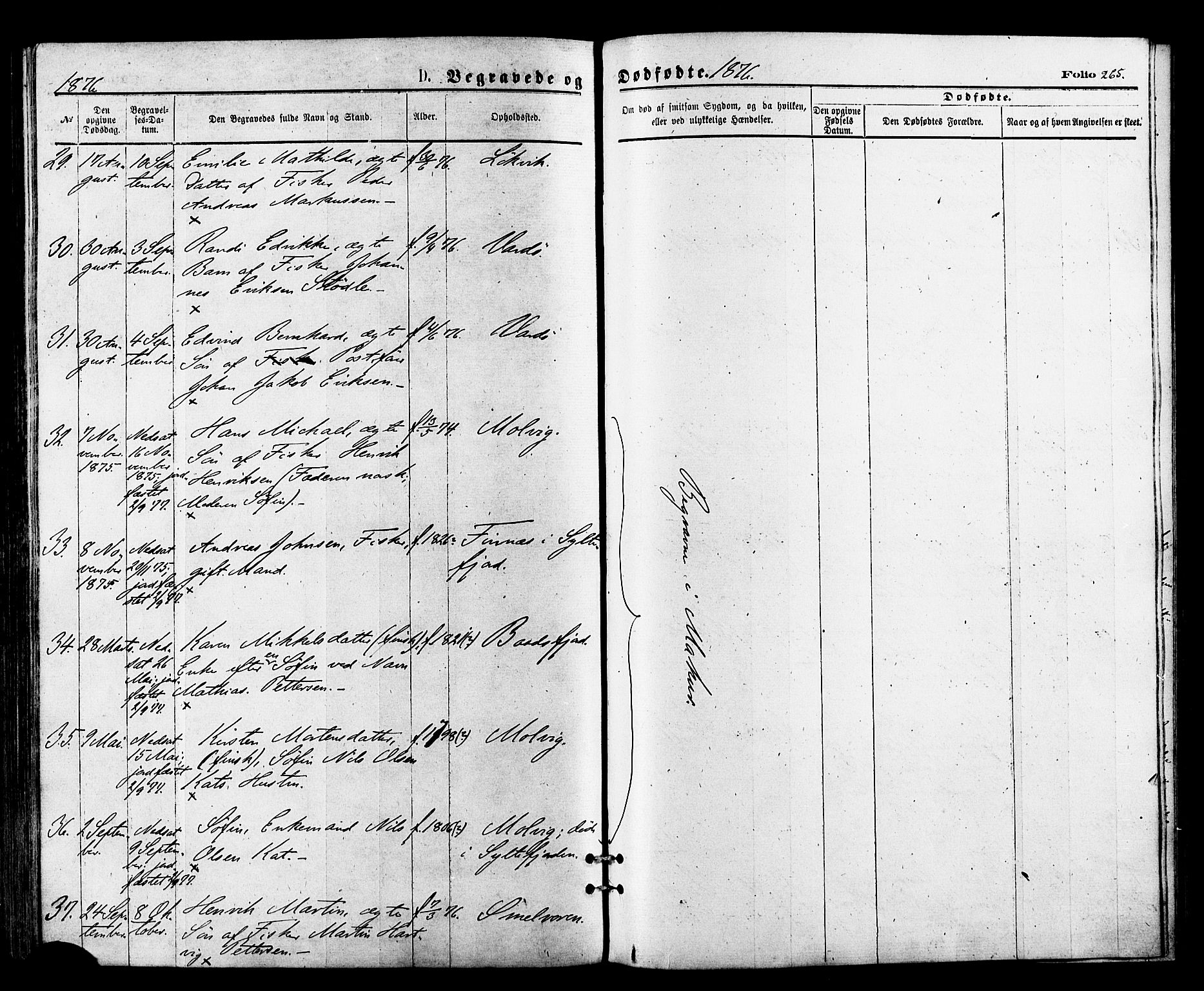 Vardø sokneprestkontor, SATØ/S-1332/H/Ha/L0005kirke: Parish register (official) no. 5, 1872-1878, p. 265