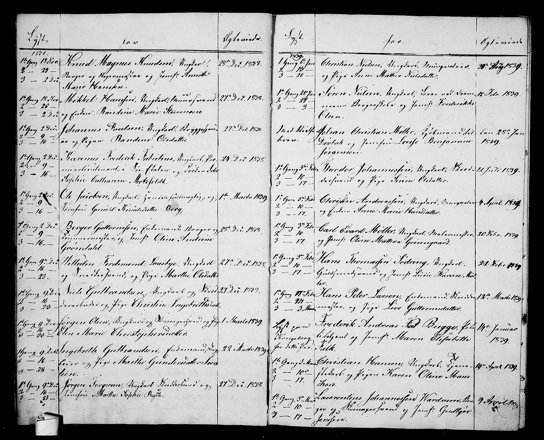 Oslo domkirke Kirkebøker, SAO/A-10752/H/Ha/L0001: Banns register no. 1, 1837-1849