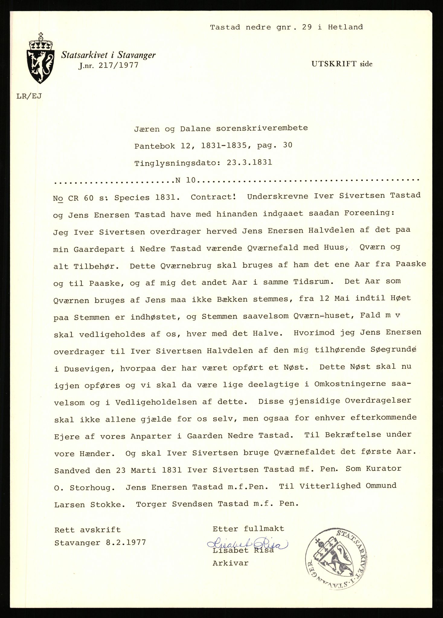 Statsarkivet i Stavanger, AV/SAST-A-101971/03/Y/Yj/L0085: Avskrifter sortert etter gårdsnavn: Sørhus - Tastad øvre, 1750-1930, p. 500