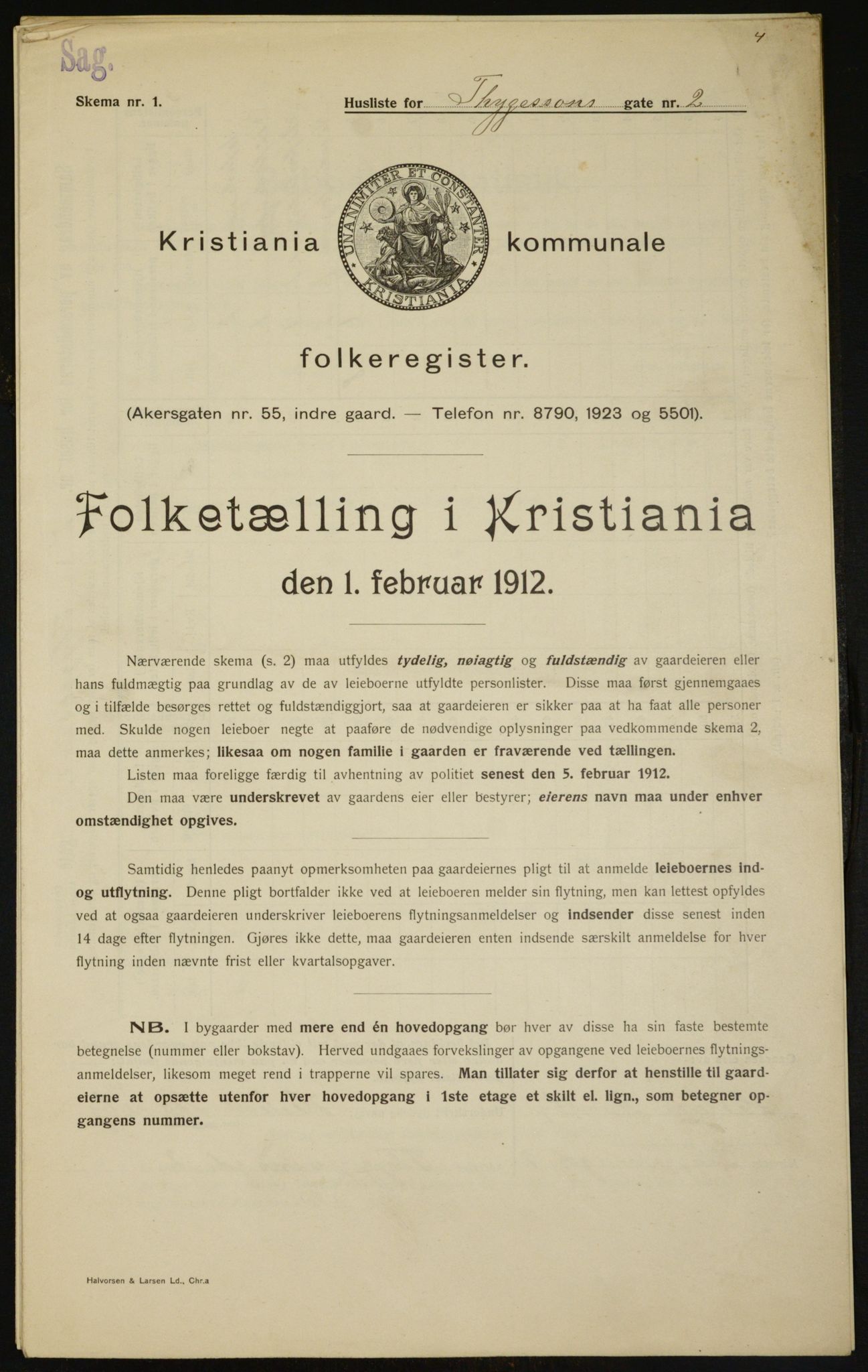 OBA, Municipal Census 1912 for Kristiania, 1912, p. 111346