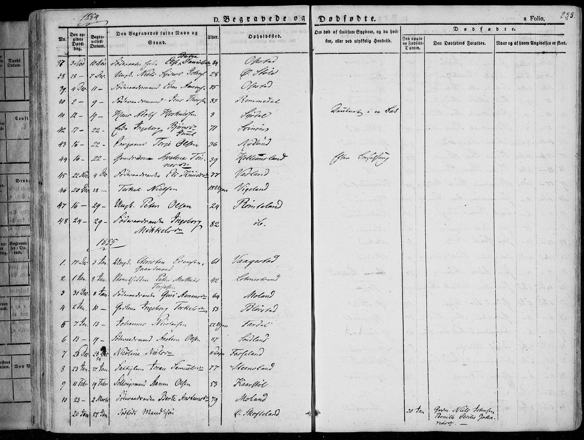 Sør-Audnedal sokneprestkontor, SAK/1111-0039/F/Fa/Fab/L0006: Parish register (official) no. A 6, 1829-1855, p. 255