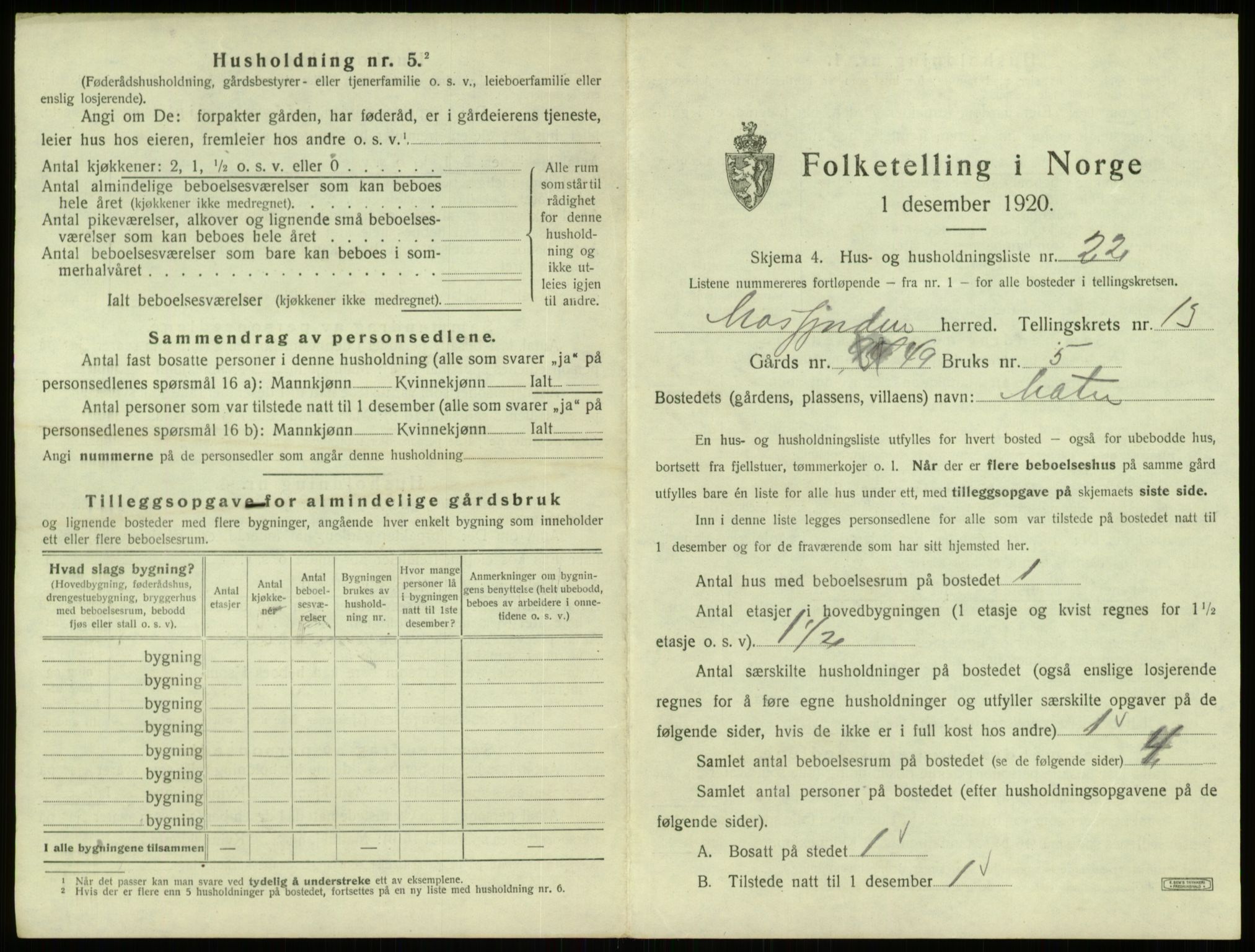 SAB, 1920 census for Masfjorden, 1920, p. 682