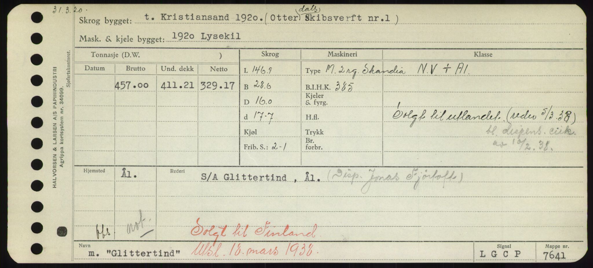 Sjøfartsdirektoratet med forløpere, Skipsmålingen, RA/S-1627/H/Hd/L0012: Fartøy, G-Glø, p. 437