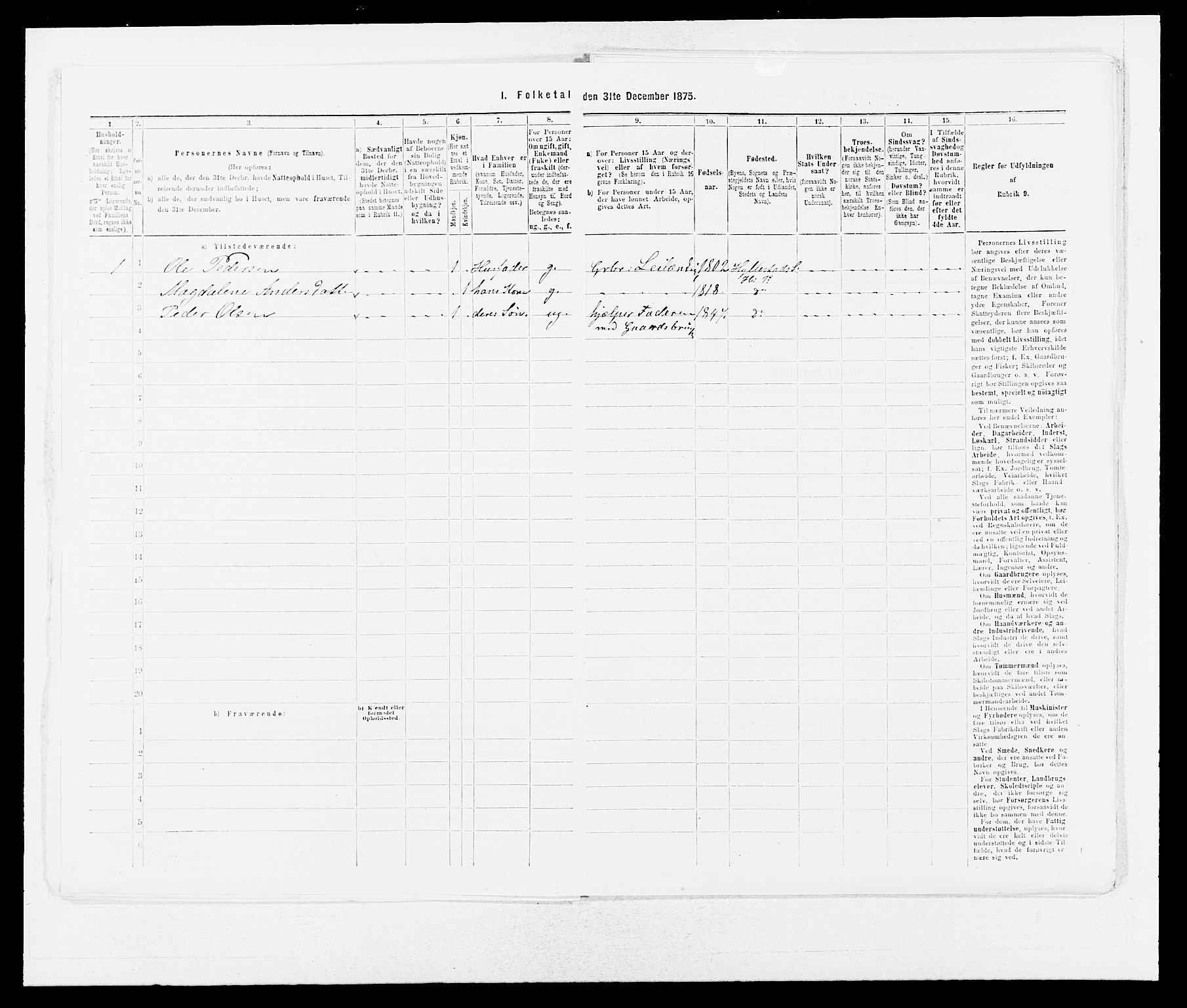 SAB, 1875 census for 1413P Hyllestad, 1875, p. 435