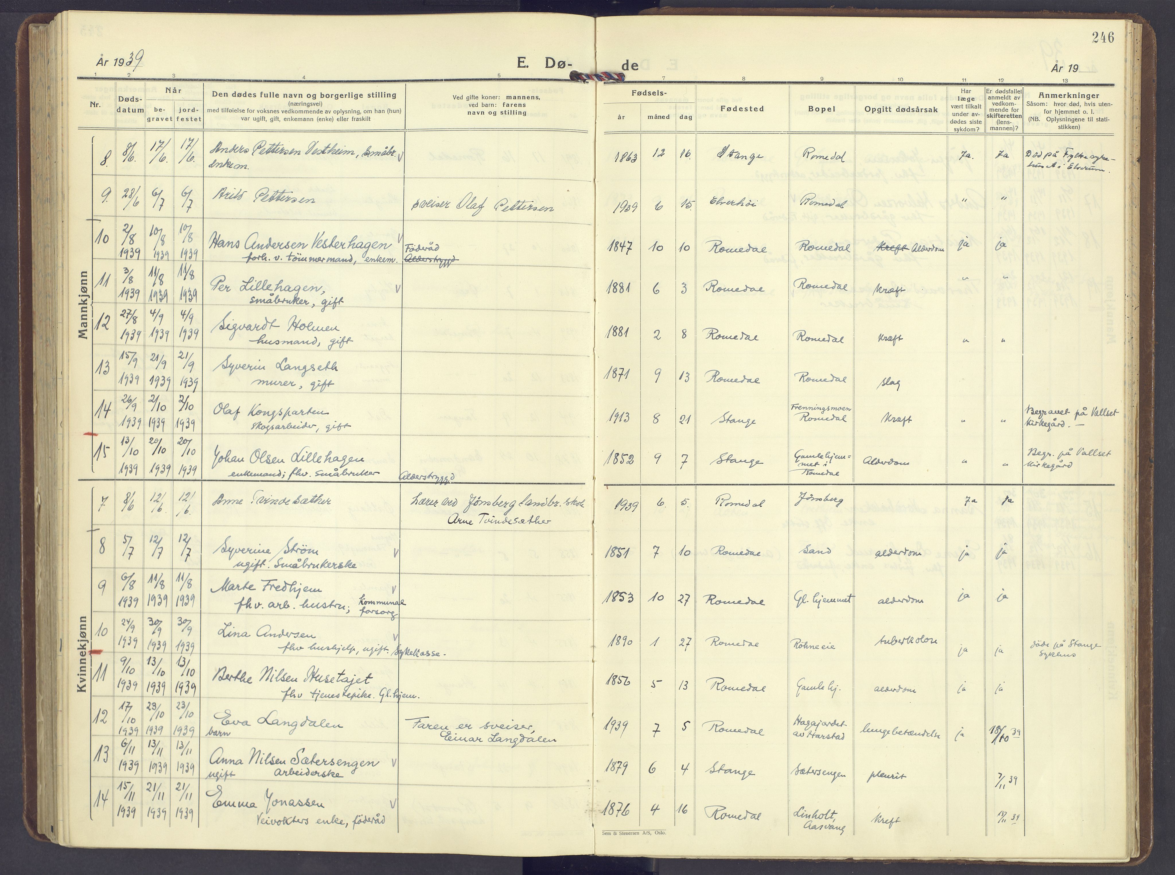 Romedal prestekontor, AV/SAH-PREST-004/K/L0014: Parish register (official) no. 14, 1936-1949, p. 246