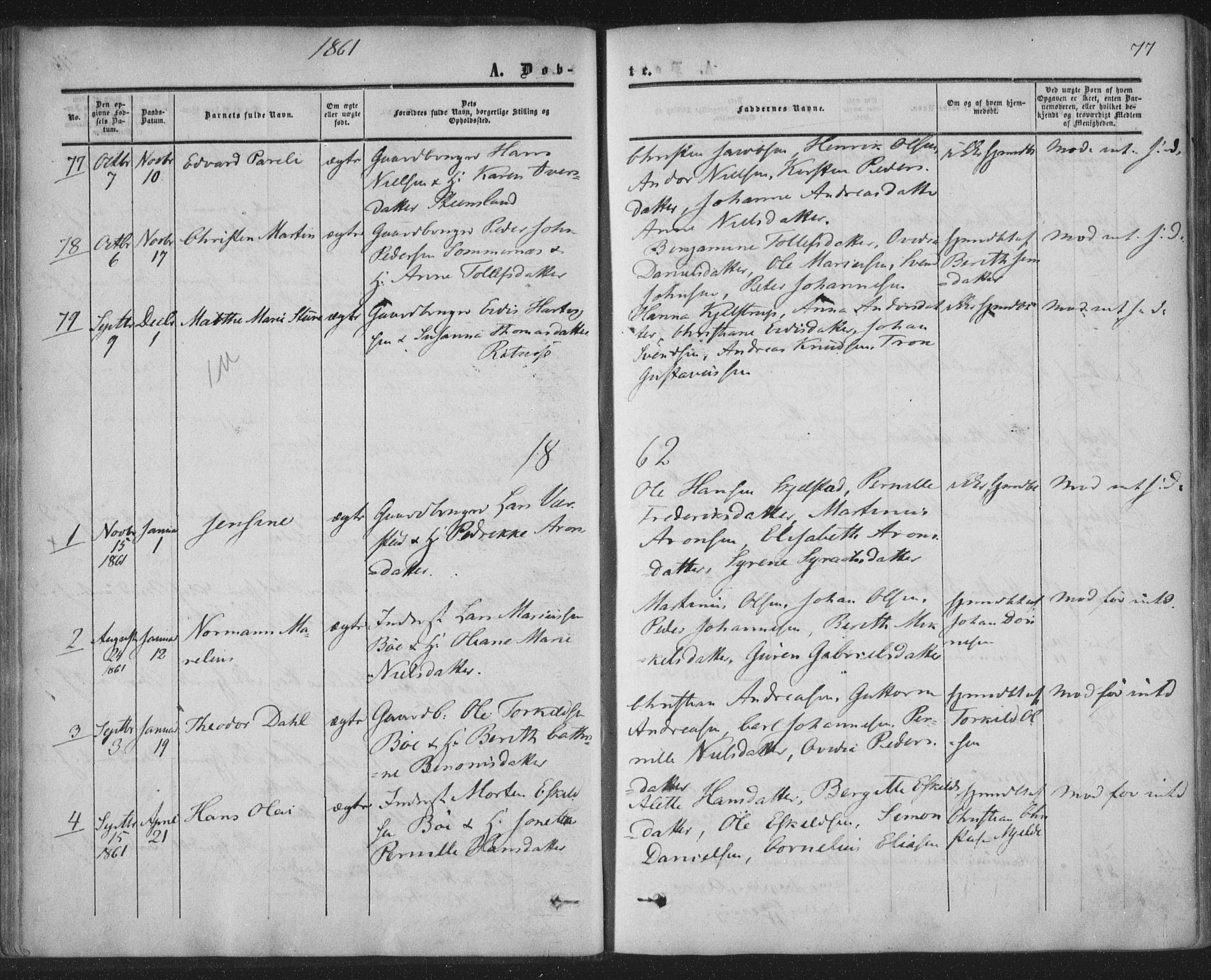 Ministerialprotokoller, klokkerbøker og fødselsregistre - Nordland, AV/SAT-A-1459/855/L0800: Parish register (official) no. 855A08, 1852-1864, p. 77