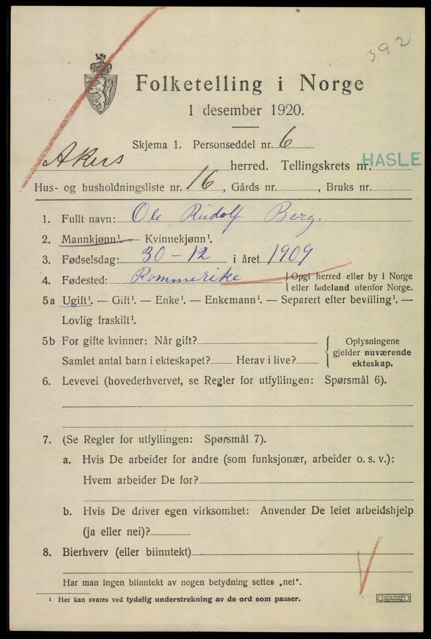 SAO, 1920 census for Aker, 1920, p. 106914