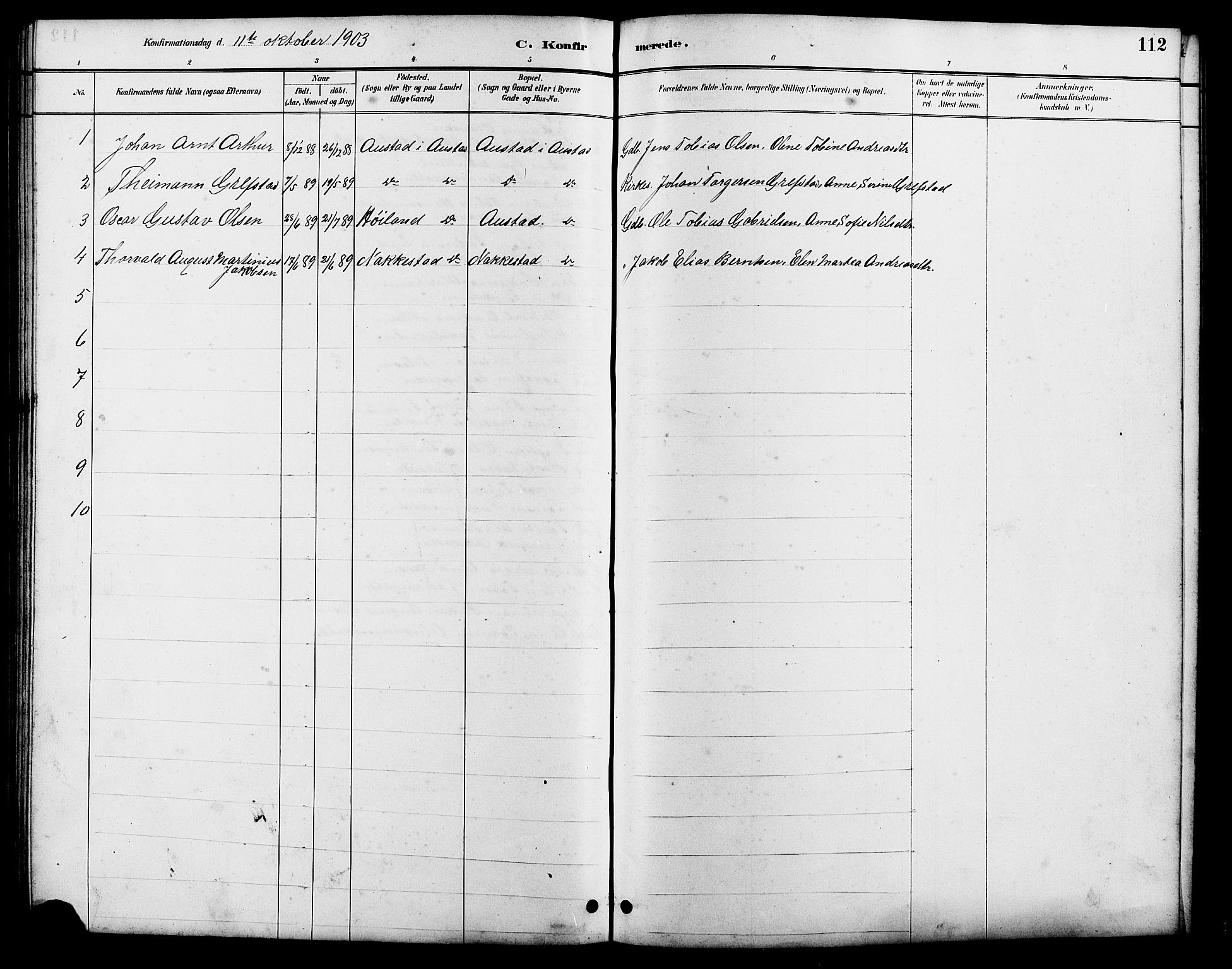 Lyngdal sokneprestkontor, SAK/1111-0029/F/Fb/Fba/L0003: Parish register (copy) no. B 3, 1886-1903, p. 112