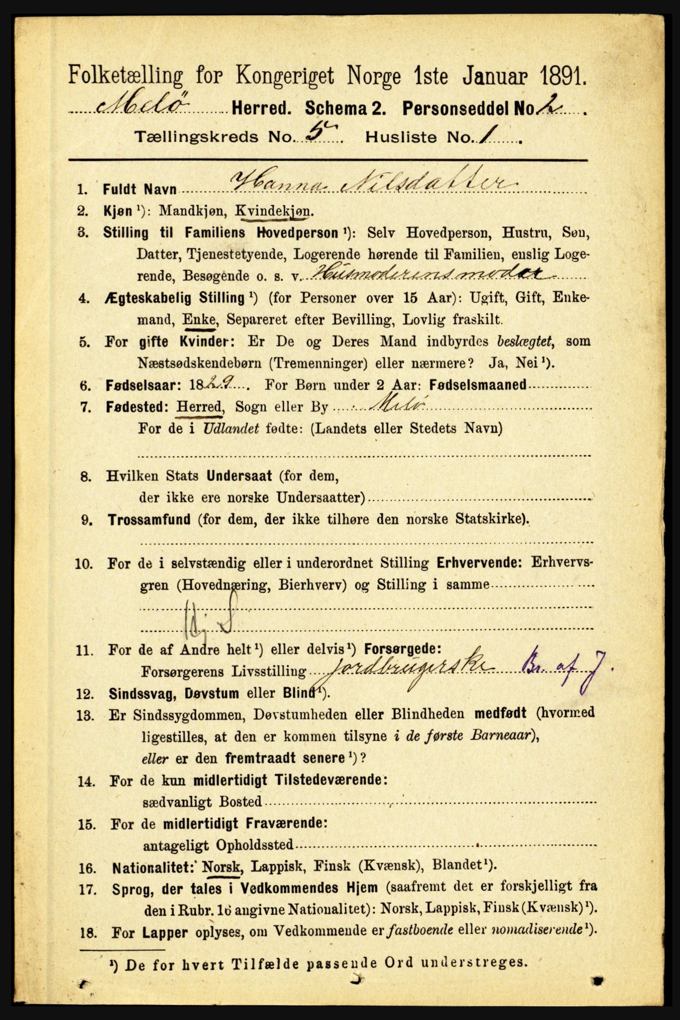 RA, 1891 census for 1837 Meløy, 1891, p. 1800