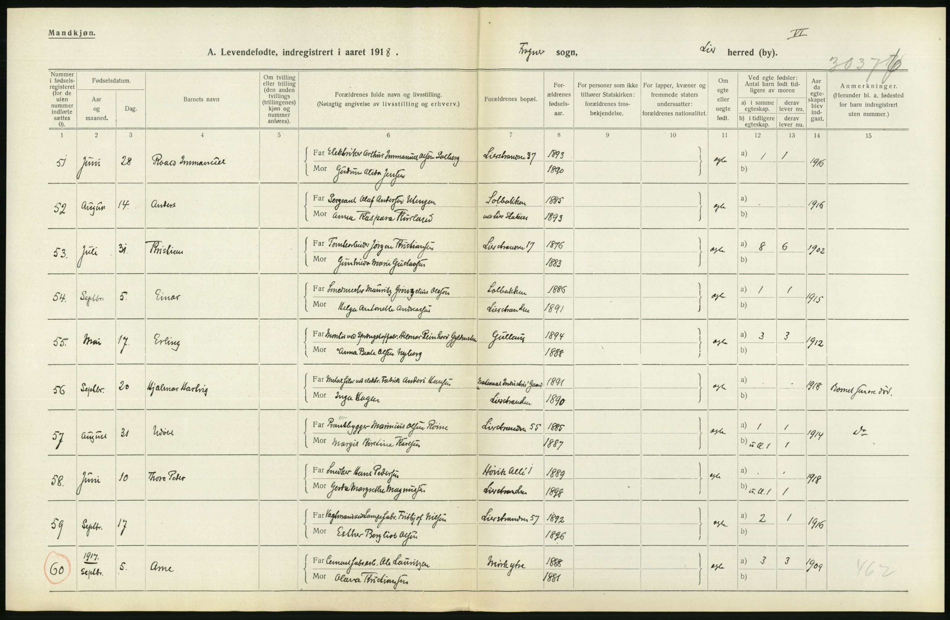 Statistisk sentralbyrå, Sosiodemografiske emner, Befolkning, RA/S-2228/D/Df/Dfb/Dfbh/L0018: Buskerud fylke: Levendefødte menn og kvinner. Bygder og byer., 1918, p. 742