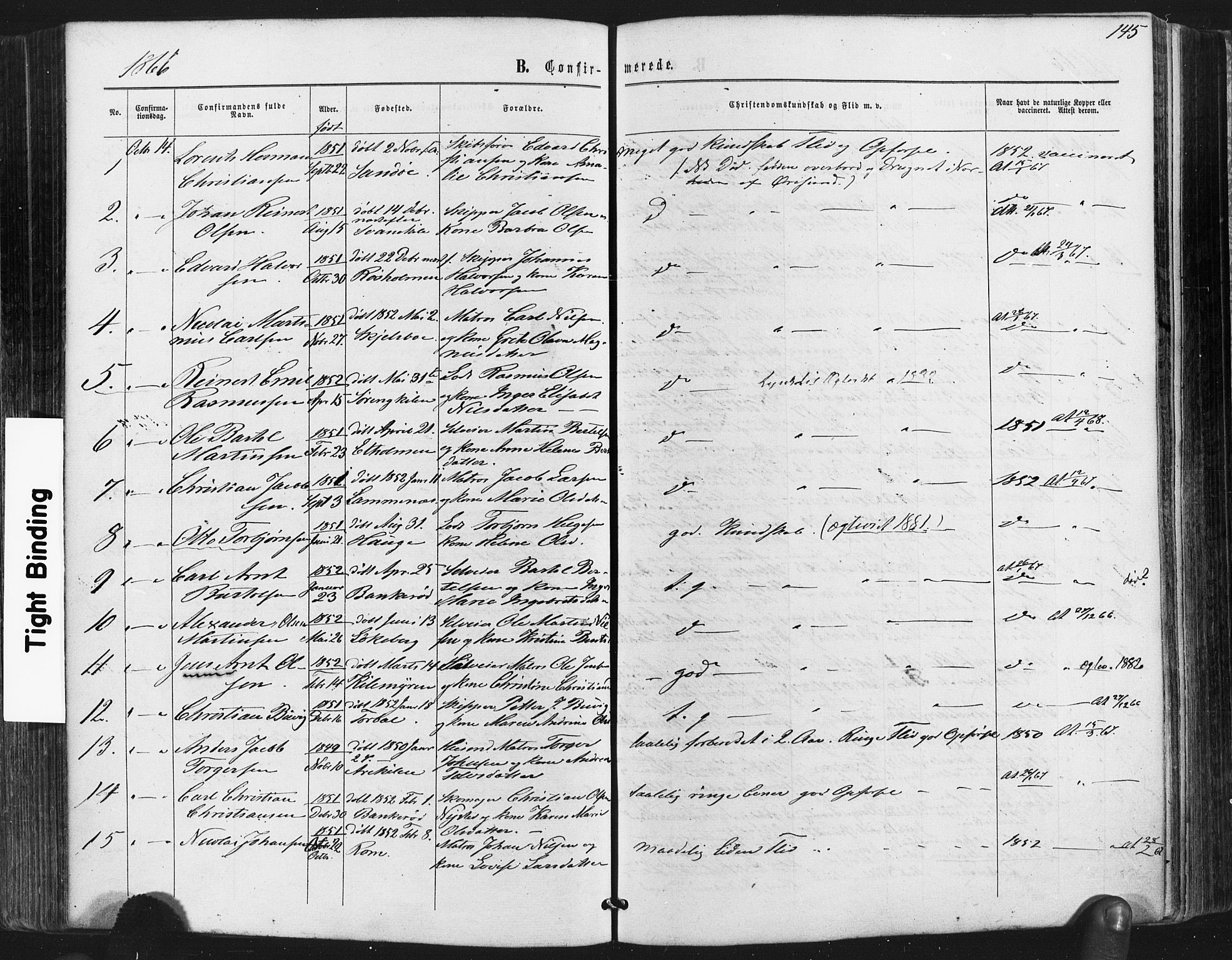 Hvaler prestekontor Kirkebøker, SAO/A-2001/F/Fa/L0007: Parish register (official) no. I 7, 1864-1878, p. 145
