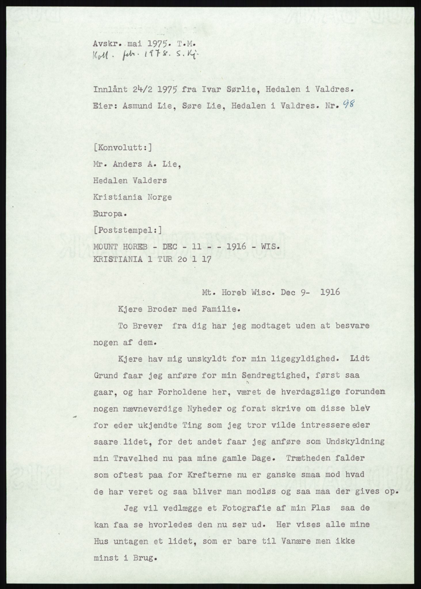 Samlinger til kildeutgivelse, Amerikabrevene, AV/RA-EA-4057/F/L0013: Innlån fra Oppland: Lie (brevnr 79-115) - Nordrum, 1838-1914, p. 263