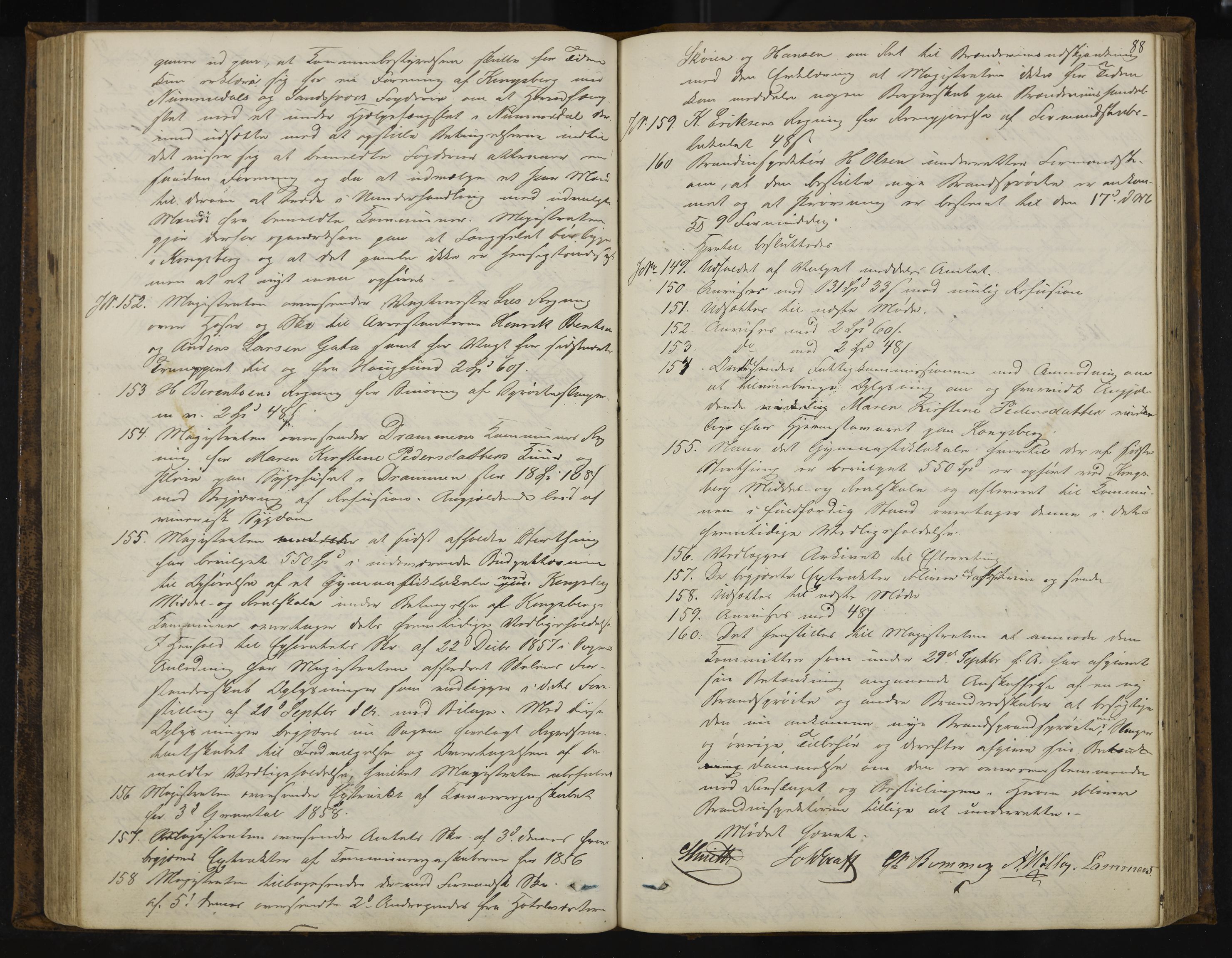 Kongsberg formannskap og sentraladministrasjon, IKAK/0604021-1/A/L0003: Møtebok med register, 1856-1861, p. 88