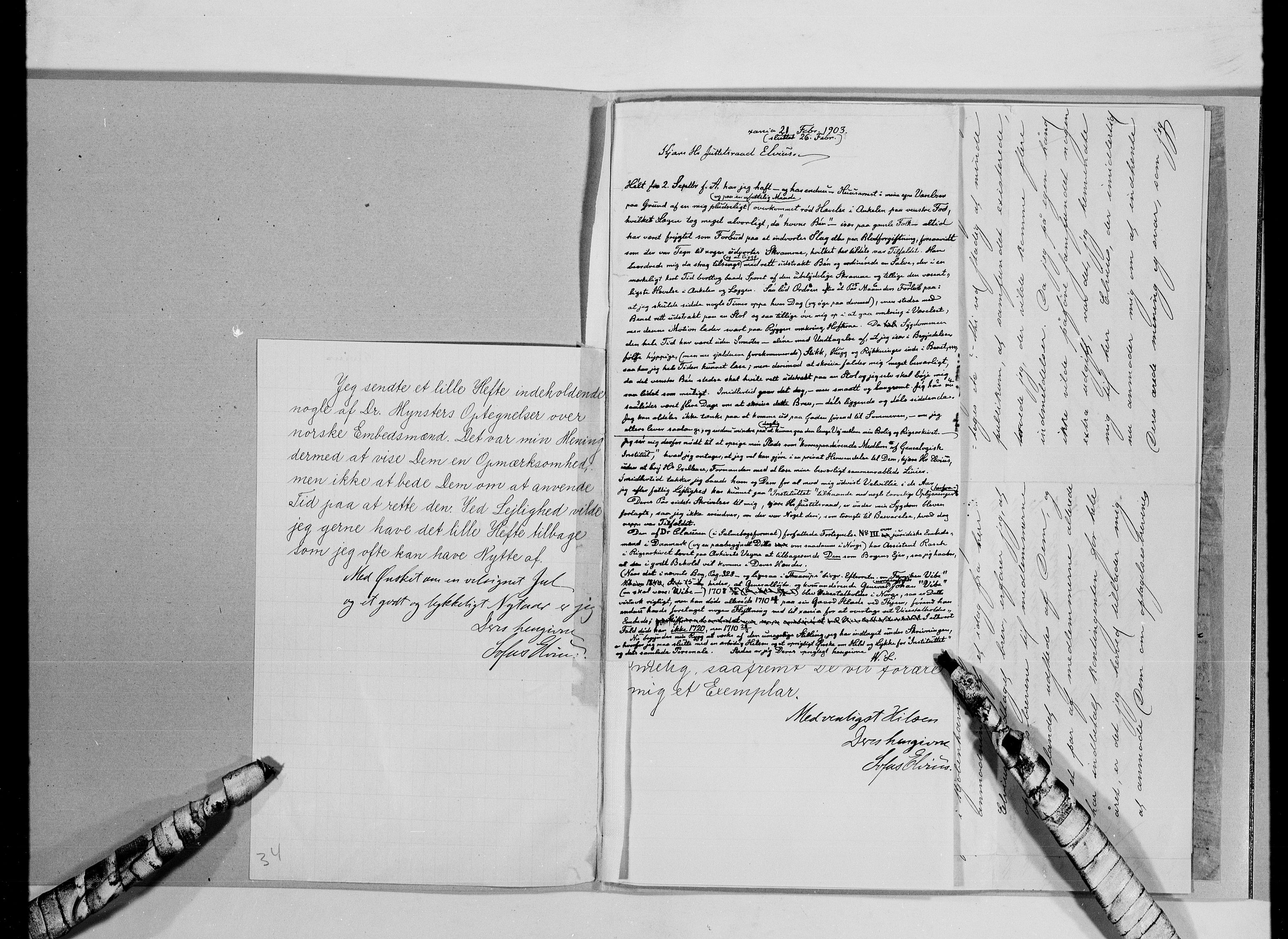 Lassens samlinger, AV/RA-PA-0051/G/L0097: Alfabetisk ordnede brev til Wilhelm Lassen: Fabritius - Grønvold, 1815-1907, p. 130
