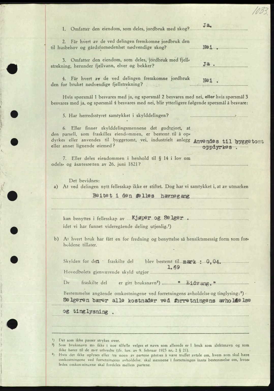 Nordmøre sorenskriveri, AV/SAT-A-4132/1/2/2Ca: Mortgage book no. A103, 1946-1947, Diary no: : 261/1947