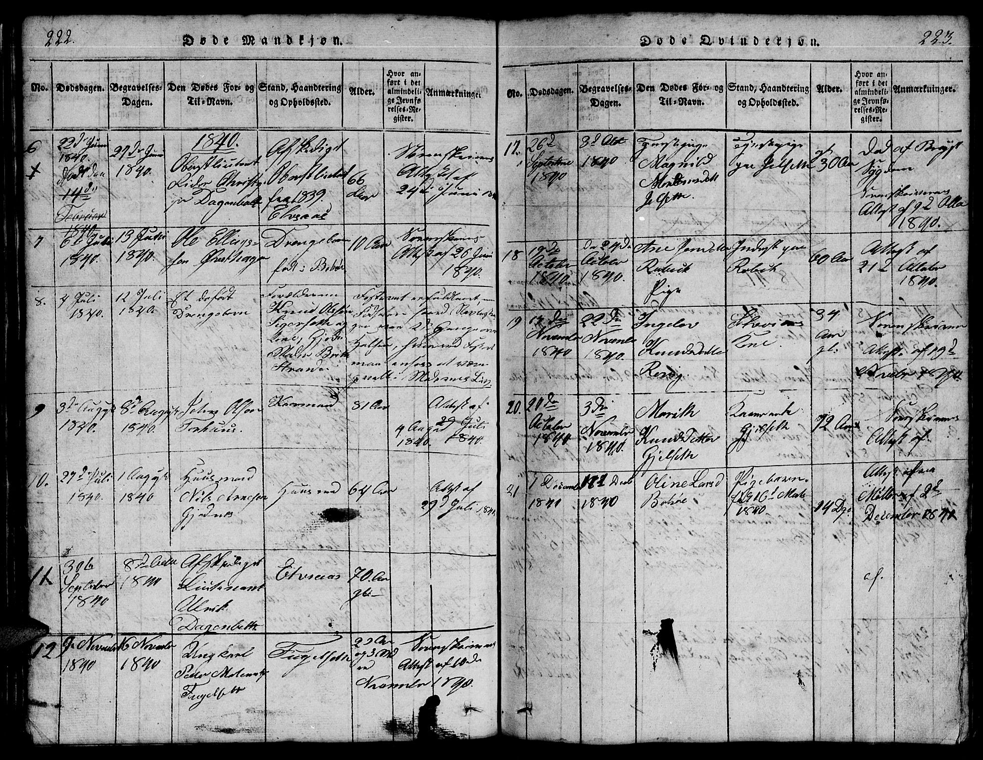 Ministerialprotokoller, klokkerbøker og fødselsregistre - Møre og Romsdal, SAT/A-1454/555/L0665: Parish register (copy) no. 555C01, 1818-1868, p. 222-223