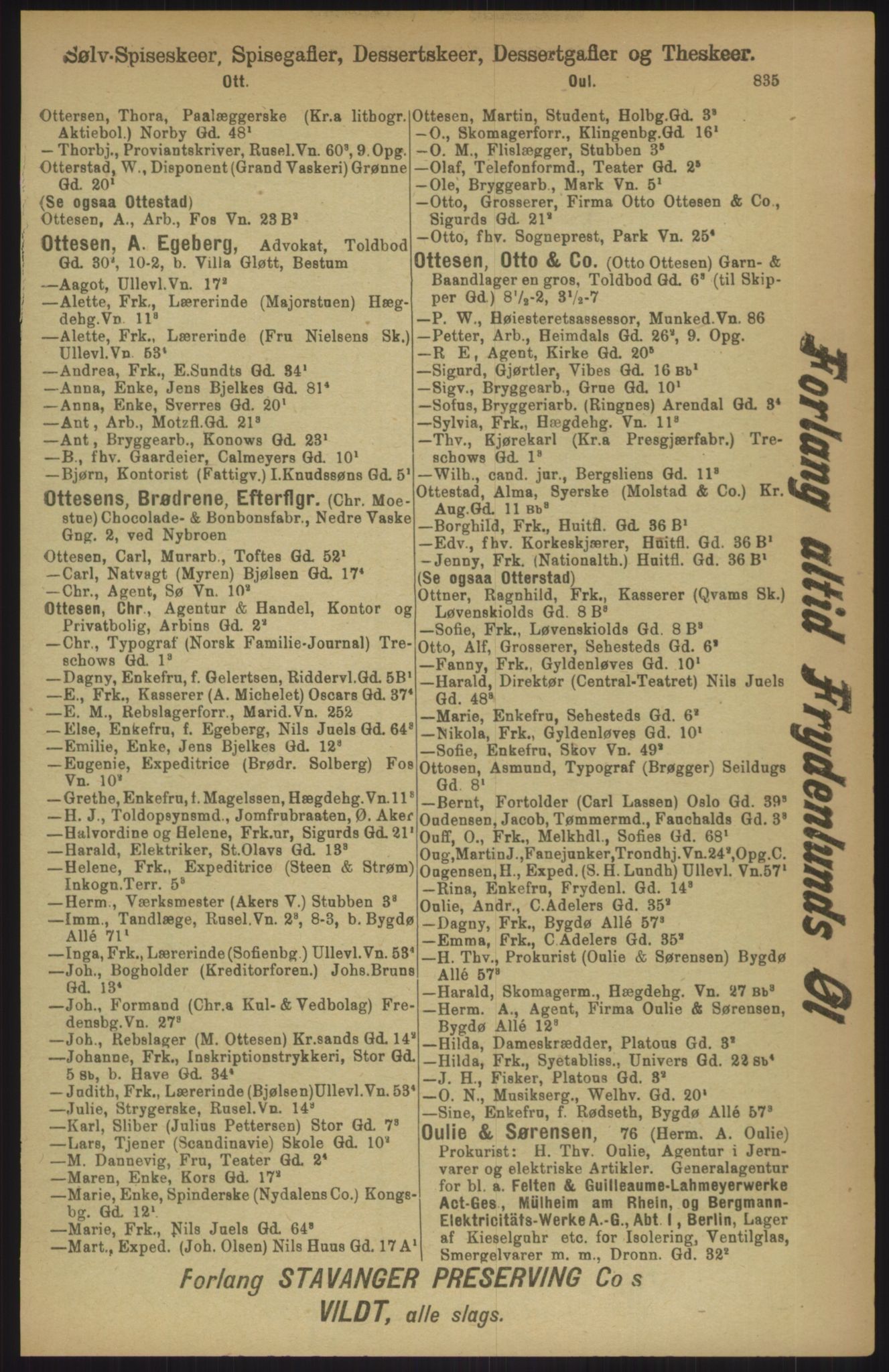 Kristiania/Oslo adressebok, PUBL/-, 1911, p. 835