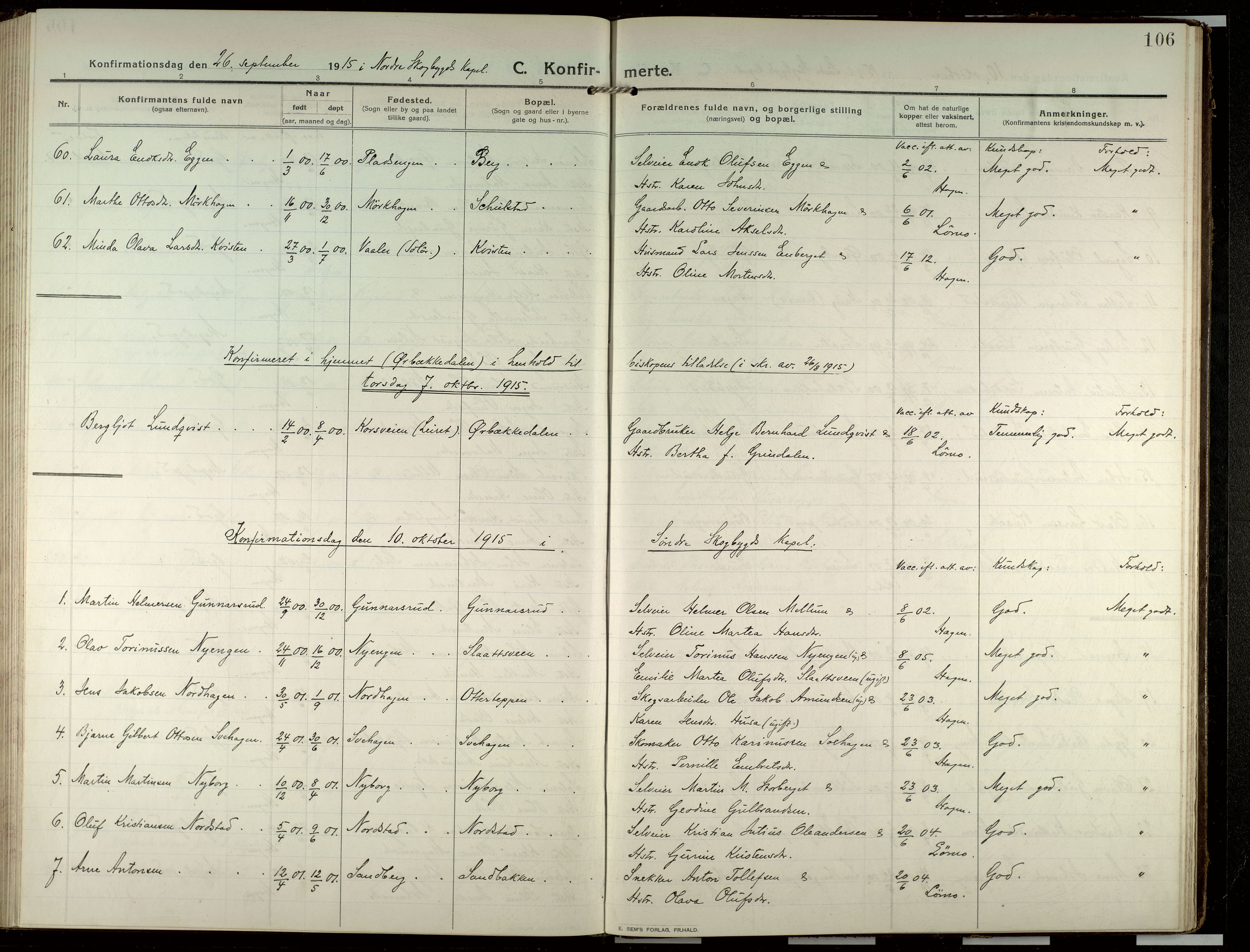 Elverum prestekontor, SAH/PREST-044/H/Ha/Haa/L0022: Parish register (official) no. 22, 1913-1924, p. 106
