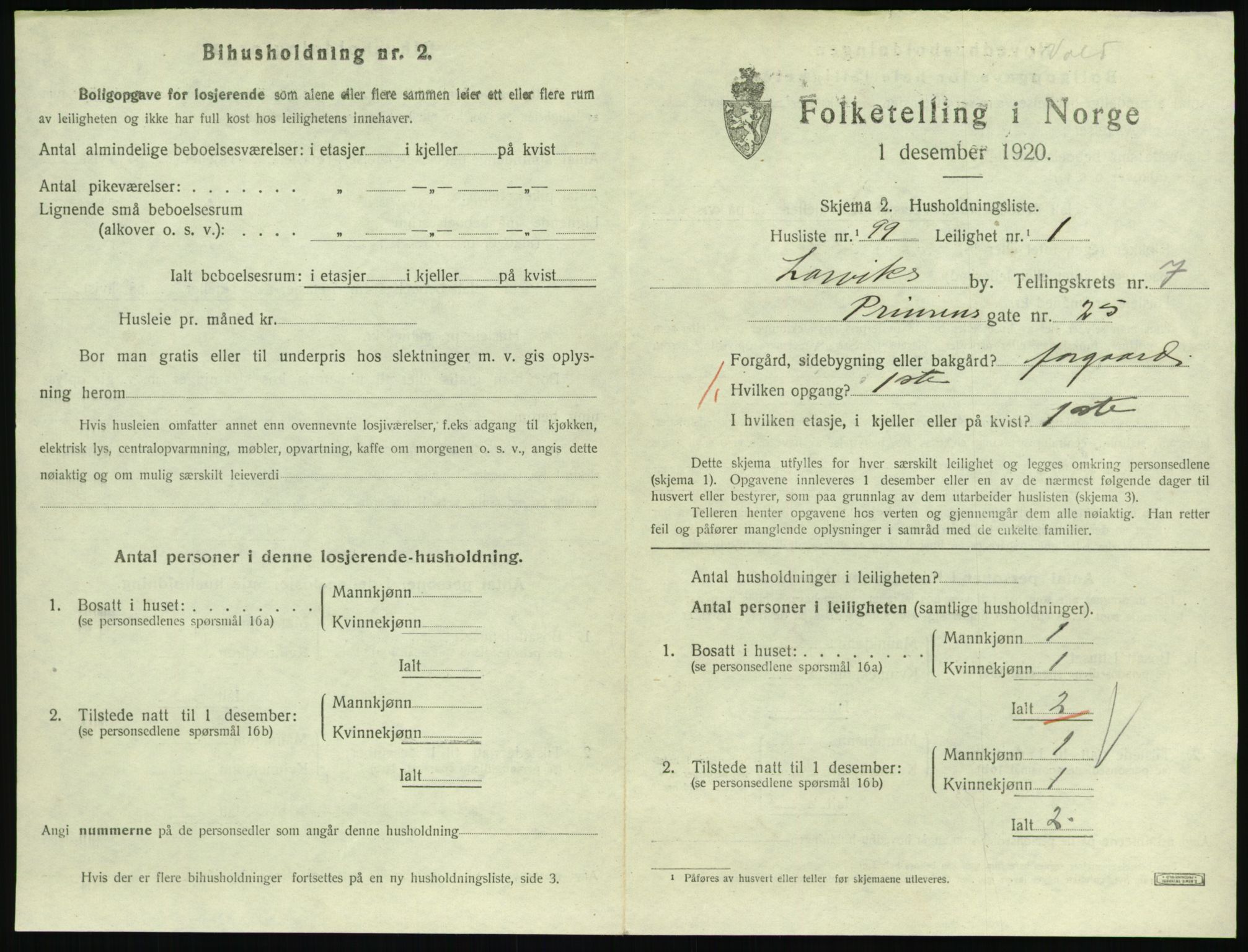 SAKO, 1920 census for Larvik, 1920, p. 6384